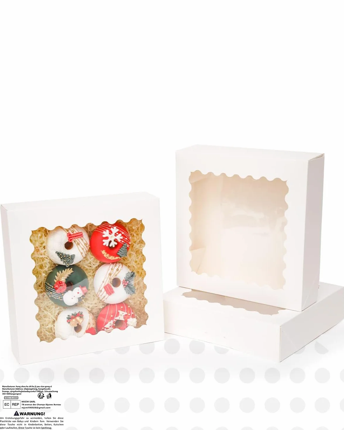 Gcardist Auto-pop Up białe pudełko na ciastka, 20,3 x 20,3 x 6,4 cm, 12 szt., pudełko na ciastka z okienkiem, na wypieki, makaroniki, pudełko do pakowania (8 x 8 x 2,5 cala)