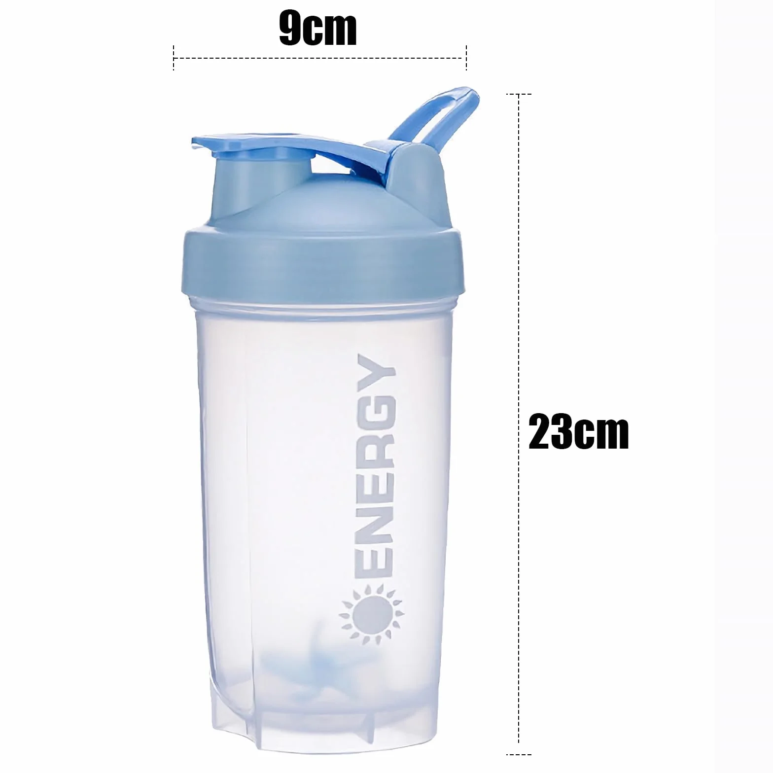 Shaker z kulką do mieszania 700 ml, nie zawiera BPA, wodoodporny, do koktajli proteinowych (niebieski)