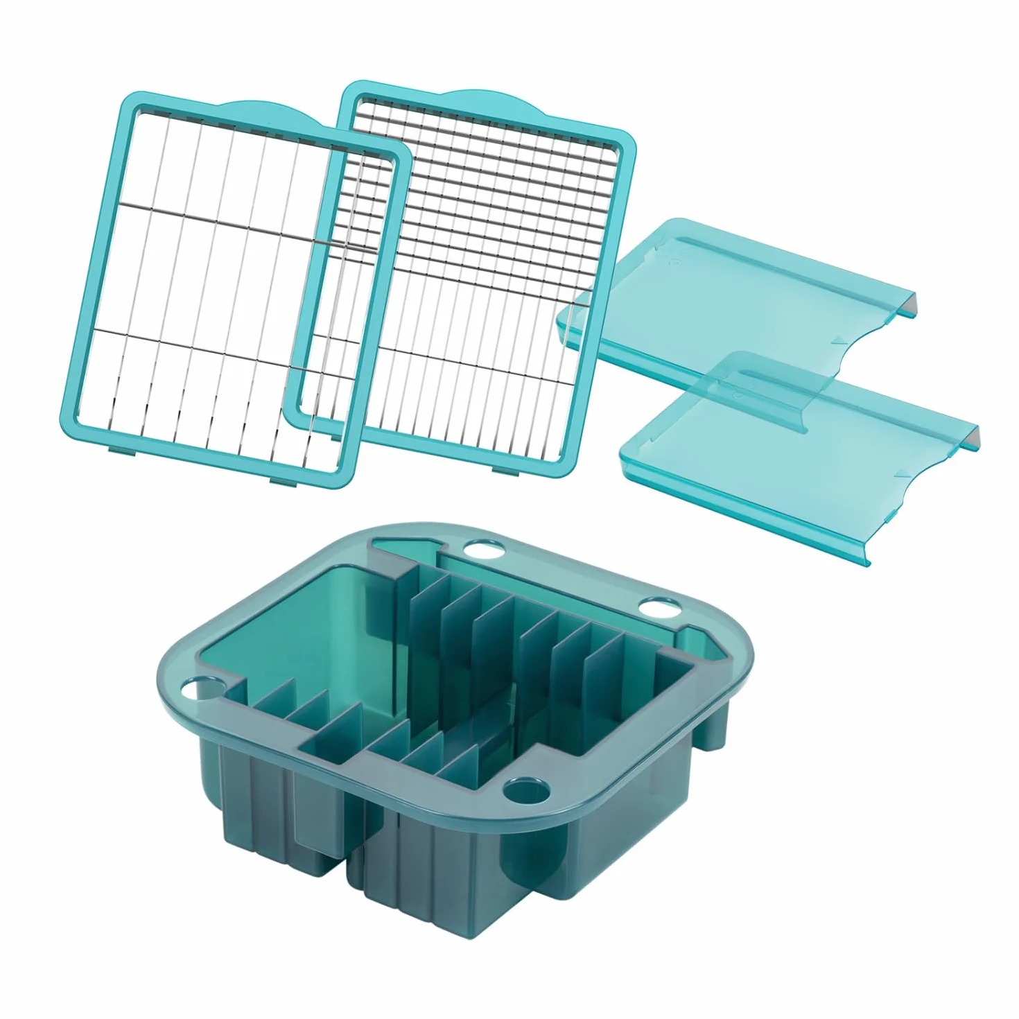 Genius Nicer Dicer Chef Professional zestaw akcesoriów do krojenia warzyw, 5-częściowy zestaw akcesoriów do krojenia warzyw, wkładka do przechowywania, wkładki do noży, ochrona noży,