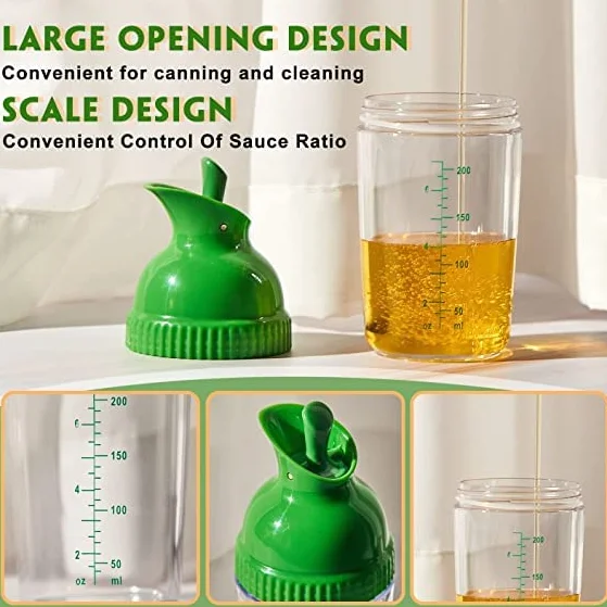 200 Ml Shaker do Sałatek Słoik do Sałatek Szczelny Mikser do Sałatek z Pokrywką do Kuchni(Zielony)
