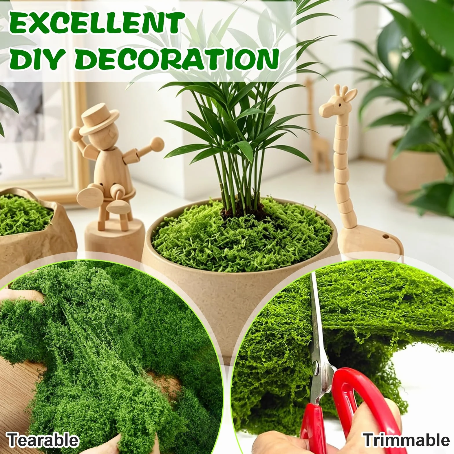 Sztuczne piżmo stabilizowane do dekoracji 100g zielone terrarium akwarium