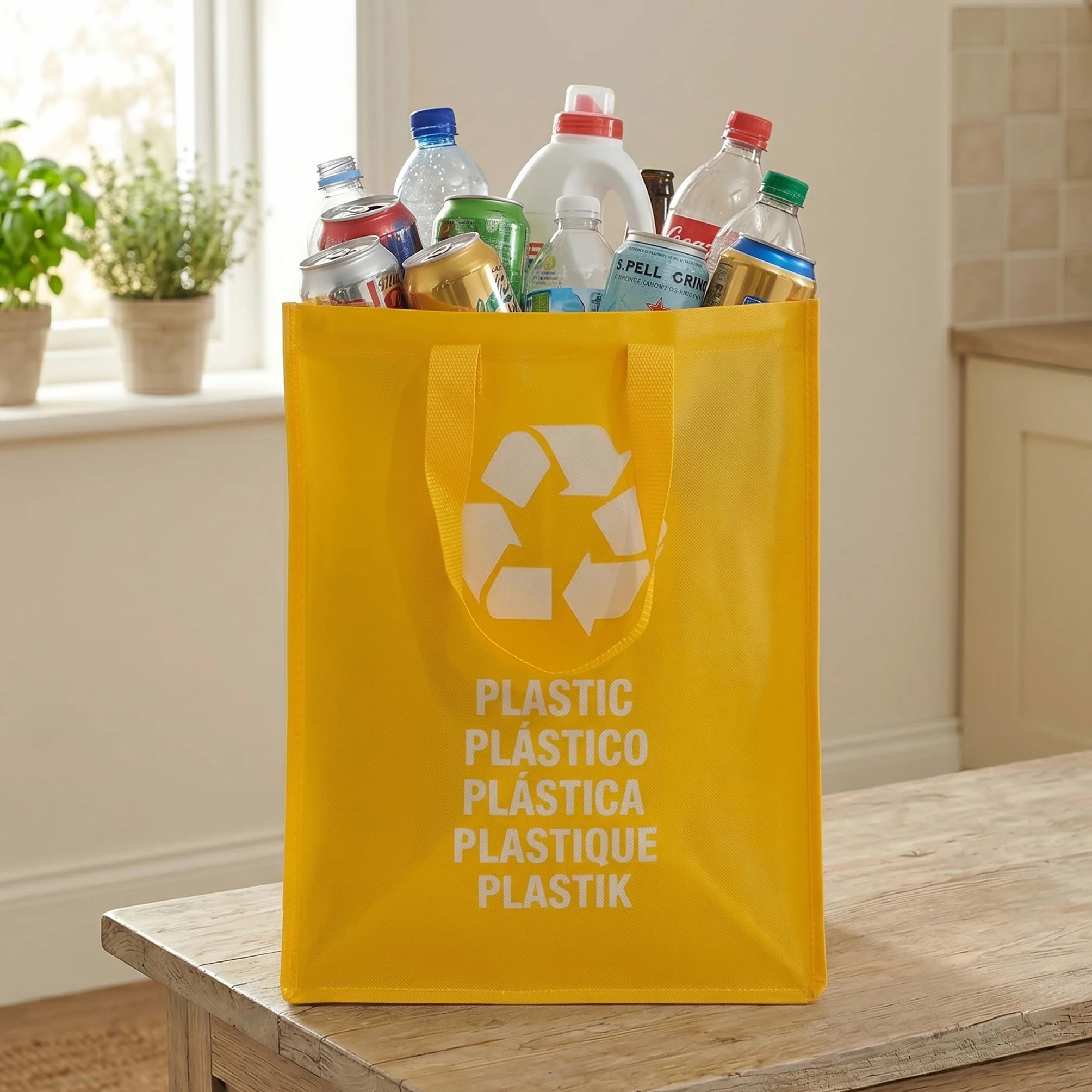Torby do Recyklingu z Uchwytem - Pojemnik na Śmieci - System Recyklingu Tworzyw Sztucznych - Organizer
