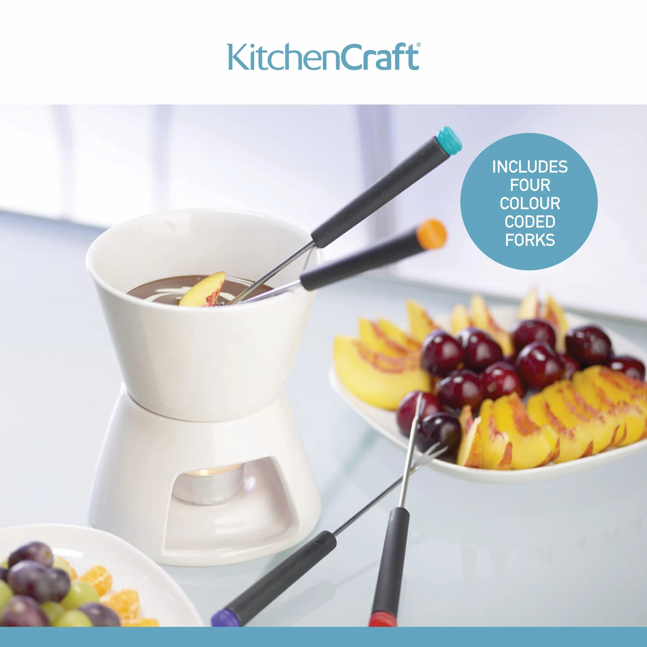 KitchenCraft Zestaw do Fondue Czekoladowy Pudełko Upominkowe Biały