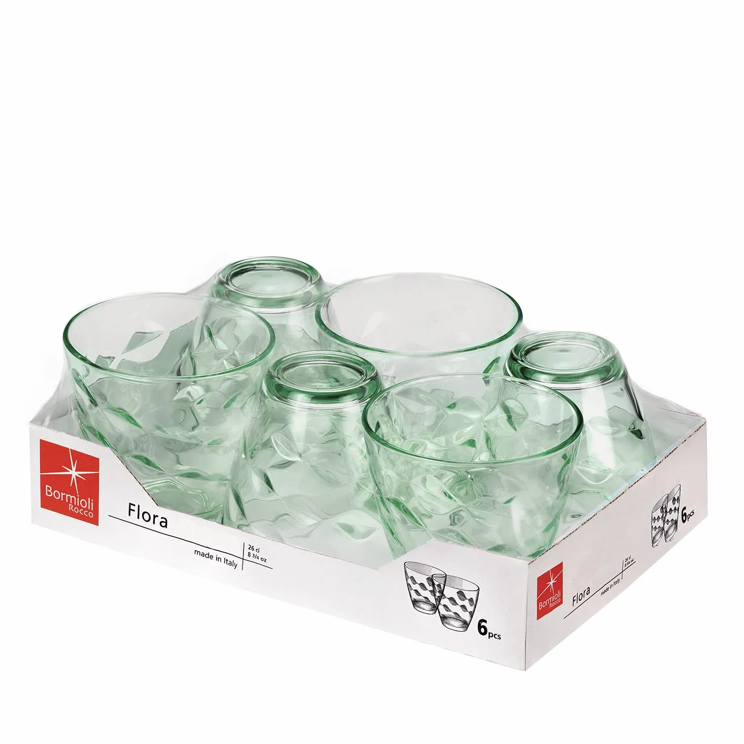 Rocco Bormioli Flora zestaw szklanek zielony 6 sztuk 26 cl