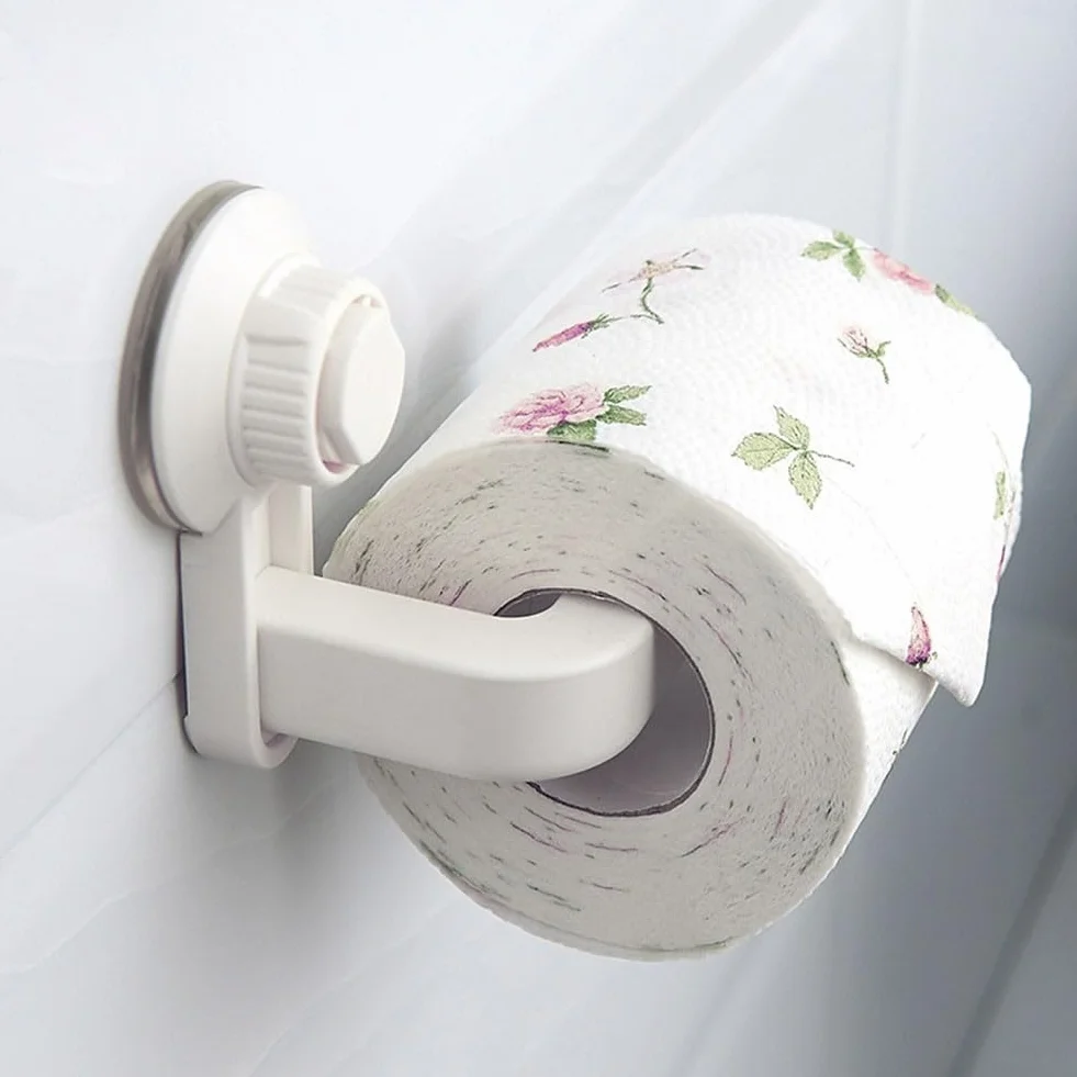 Uchwyt na ręcznik papierowy bez dziurkowania, mocowanie przyssawki, konstrukcja oszczędzająca miejsce (biały)