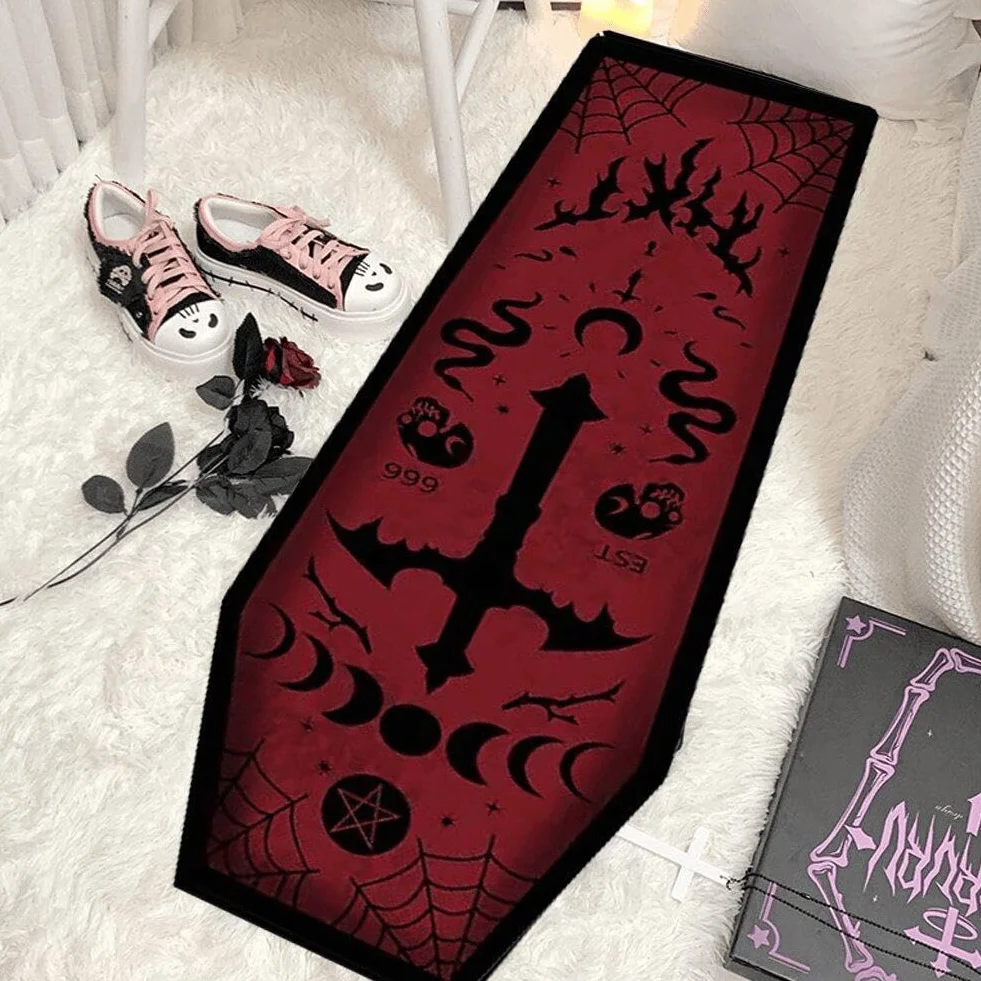 Dywan Halloween Antypoślizgowy Mata Gotycki Krzyż do Kuchni Sypialni Salonu