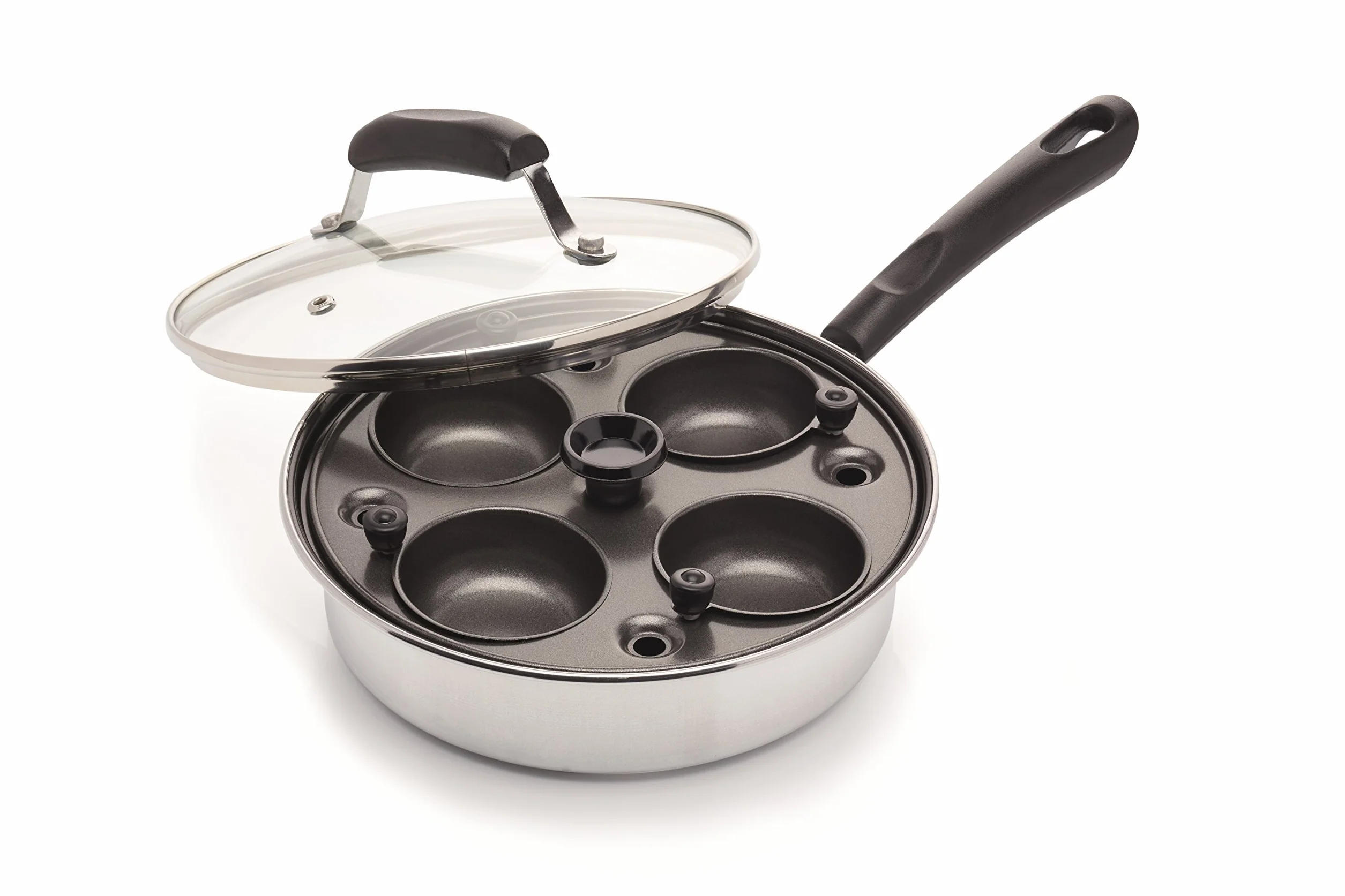 KitchenCraft Patelnia do gotowania jajek ze stali węglowej, patelnia do gotowania jajek na 4 jajka, 21 cm, srebrna