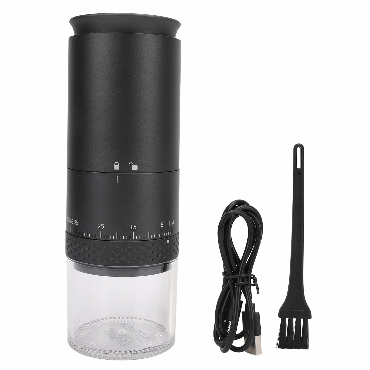 Elektryczny młynek do kawy żarnowy, 110 ml, 38 ustawień, ładowany