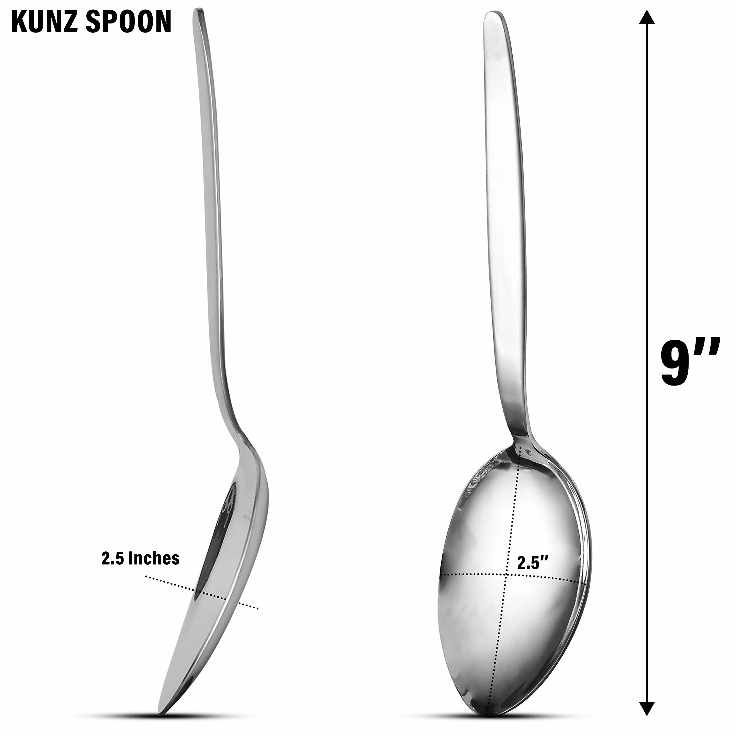 Łyżki Kunz | Pokrycie ze stali nierdzewnej 18/10 | Łyżka szefa kuchni Quenelle | Przybory kuchenne | Łyżka do serwowania obiadu