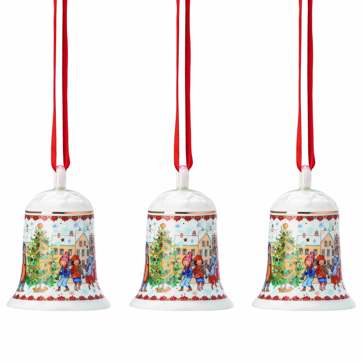 Hutschenreuther dzwonki bożonarodzeniowe porcelana 3-częściowy