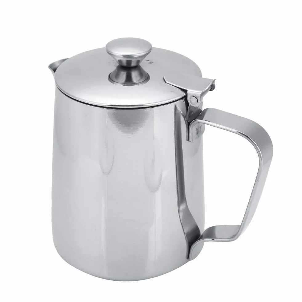 Kubek ze stali nierdzewnej z pokrywką, bez dyszy kapiącej, kubek do kawy, kubek na mleko do kawiarni Latte Art i każdego innego miejsca (rozmiar: 350 ml)