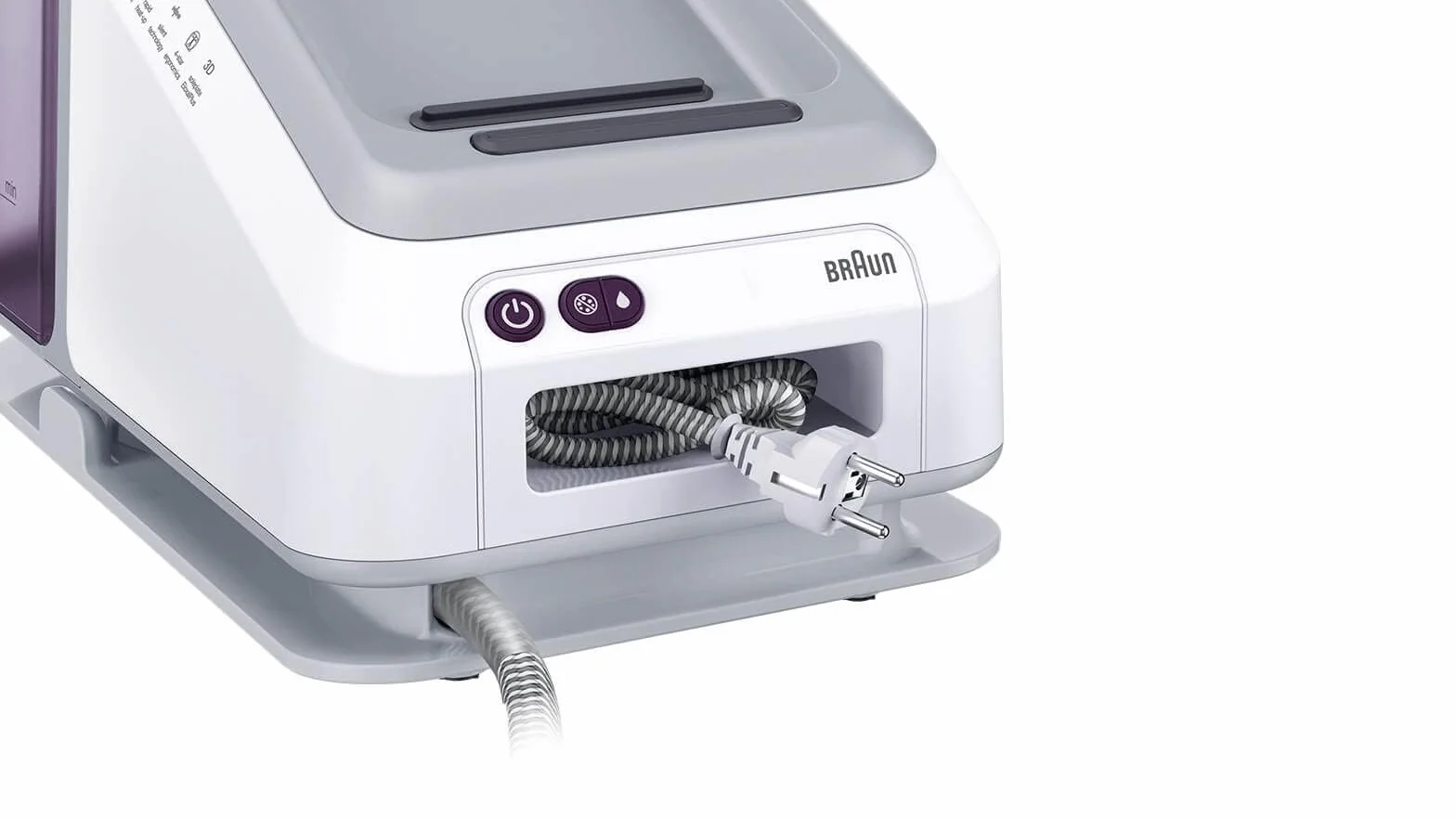 Braun CareStyle 7 Pro IS 7266 VI stacja parowa, FreeGlide 3D, funkcja iCare, iMode i pionowej pary, FastClean, uderzenie pary 550 g/min, zdejmowany zbiornik na wodę 2 l, 2700 W, biało-fioletowa