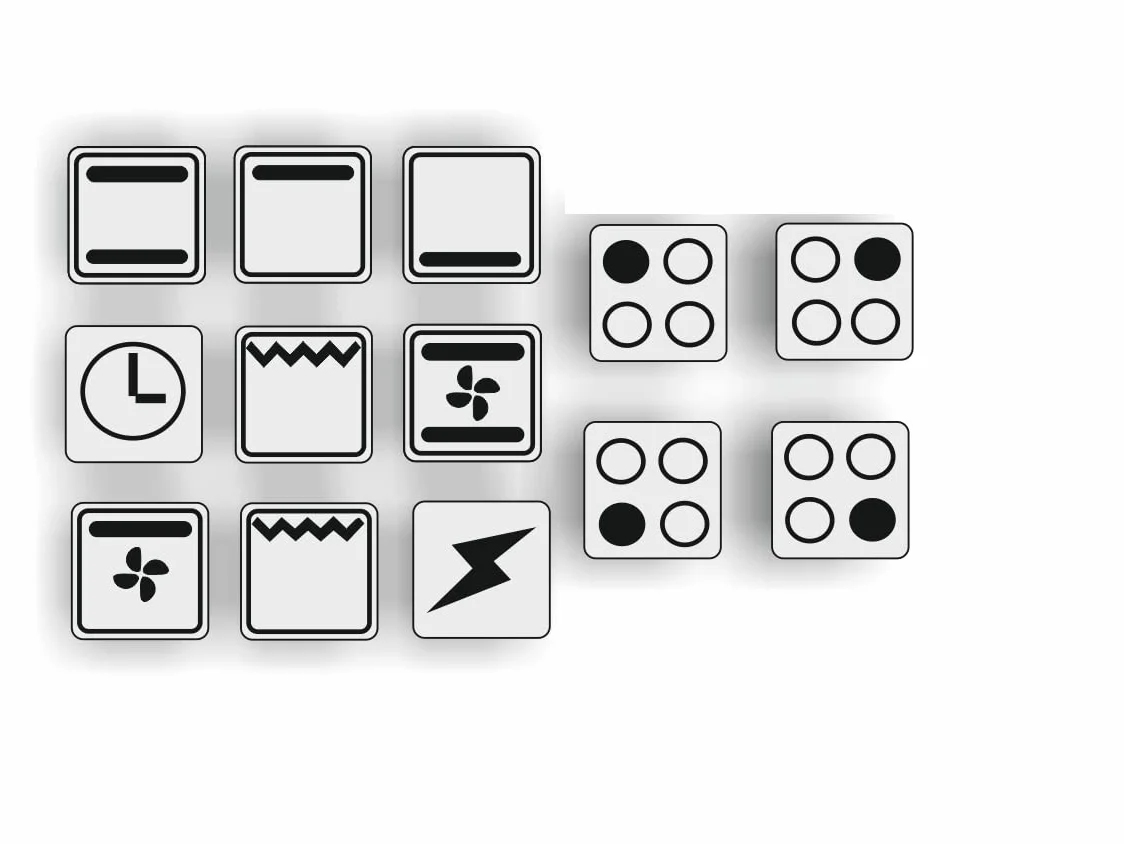 Generisch Zestaw 13 naklejek symbole kuchenka (R29/1/3) 10x10 mm