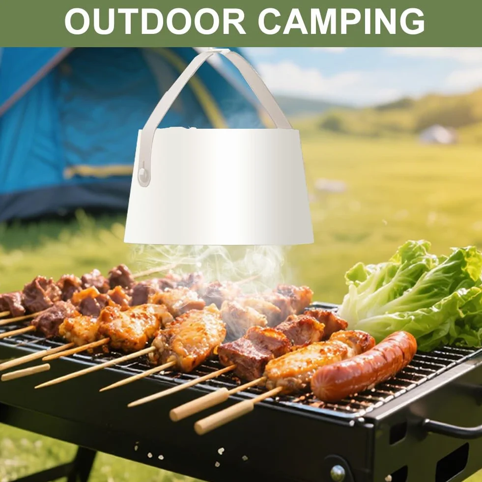 Przenośny okap kuchenny, przenośny pulpit kuchenny z 3 prędkościami, zdejmowany i nadający się do prania wentylator, do BBQ, gotowania, hot potu, na kemping, do kampera (kolor biały)