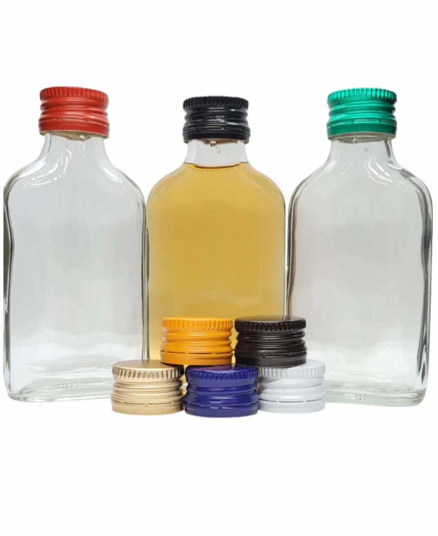 Szklane butelki 100 ml z metalowymi zakrętkami DIAH - zestaw 20 sztuk do oleju, ginu, octu, wódki, wina