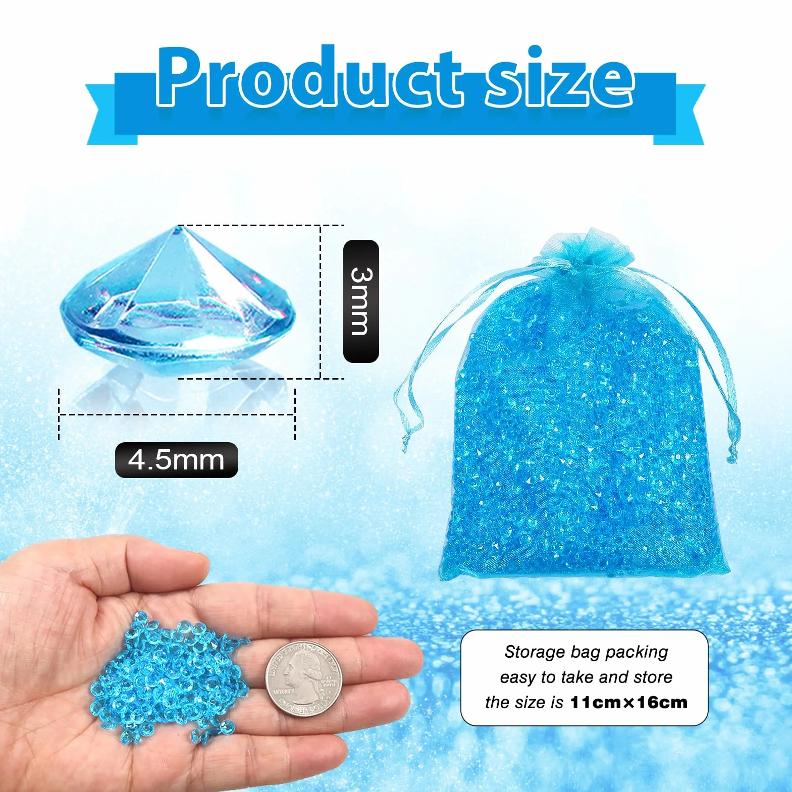 TOAOB 5000 szt. akrylowe diamenty stras 4,5 mm do dekoracji stołu ślubnej