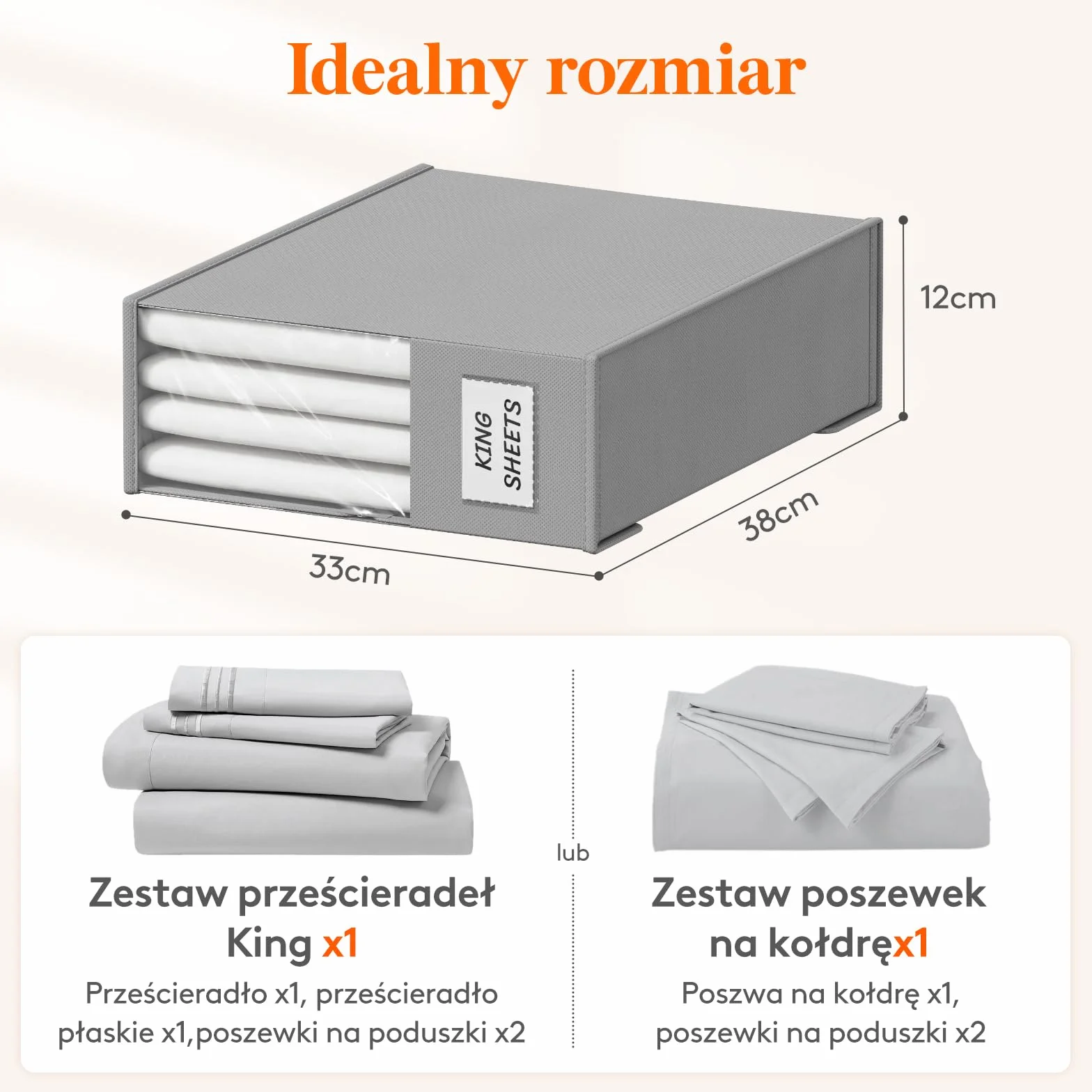 Lifewit 4-pakowy organizer na pościel, składane organizery na pościel z dużym przezroczystym oknem i etykietą, pudełko do przechowywania z pokrywkami, do zestawu na kołdrę