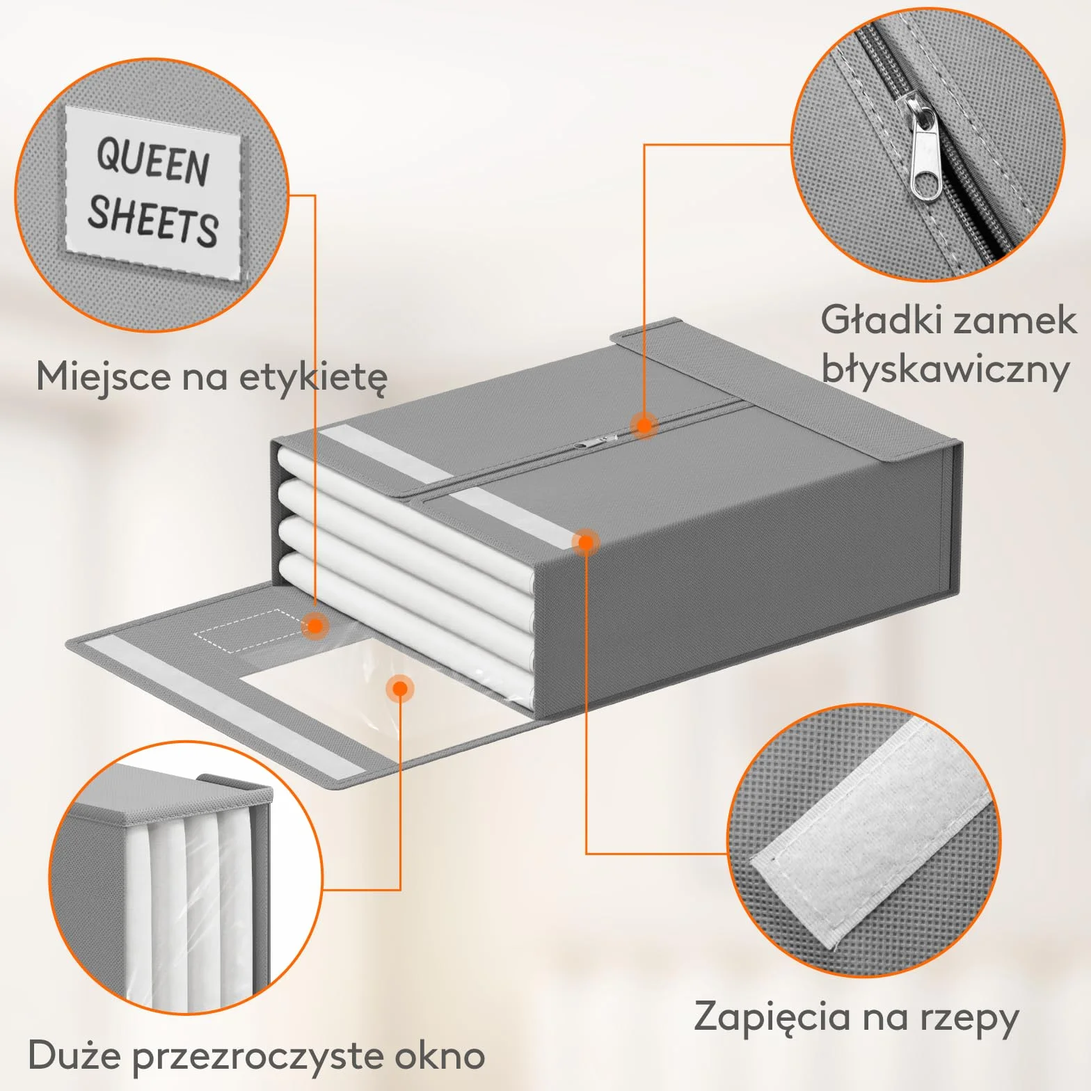 Lifewit 4-pakowy organizer na pościel, składane organizery na pościel z dużym przezroczystym oknem i etykietą, pudełko do przechowywania z pokrywkami, do zestawu na kołdrę