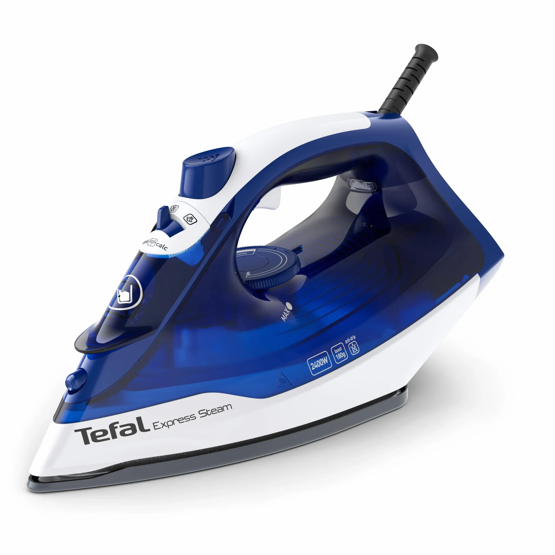 TEFAL FV2838 EXPRESS STEAM żelazko parowe 2400 W 40 g/min uderzenie pary 180 g/min Anti-Drip 270 ml niebiesko/białe