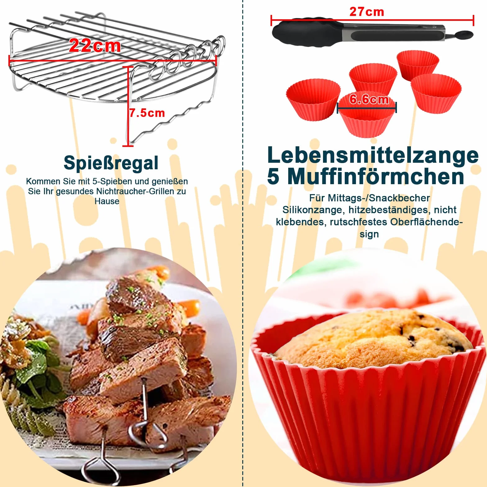 Akcesoria do frytkownicy 22cm 12szt. do Philips Premium Airfryer XXL COSORI 5,5L/6,4L