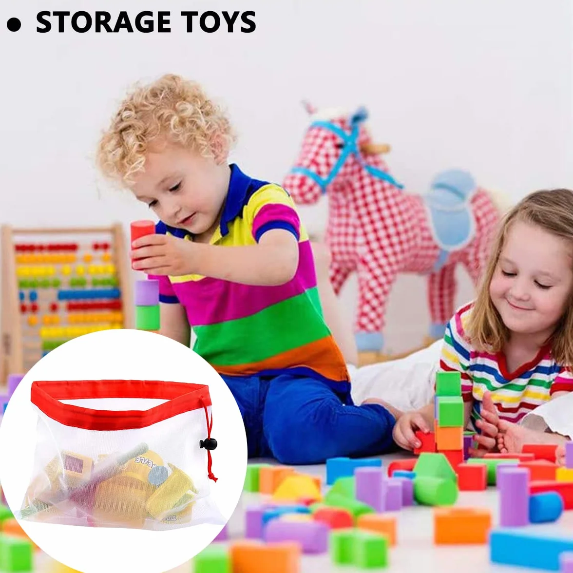 12 szt. siatkowych toreb na warzywa, owoce, warzywa, czerwona, zielona, niebieska torba na owoce, torby wielokrotnego użytku, wisząca siatkowa torba do przechowywania owoców, warzyw, zabawek,