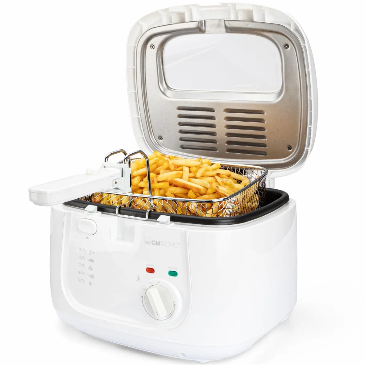 Clatronic® Frytkownica o pojemności 2,5 l, frytkownica z tłuszczem, olej do frytkownicy z filtrem zapachowym i oparami tłuszczu, nieprzywierającym pojemnikiem na olej, bezstopniowo regulowany