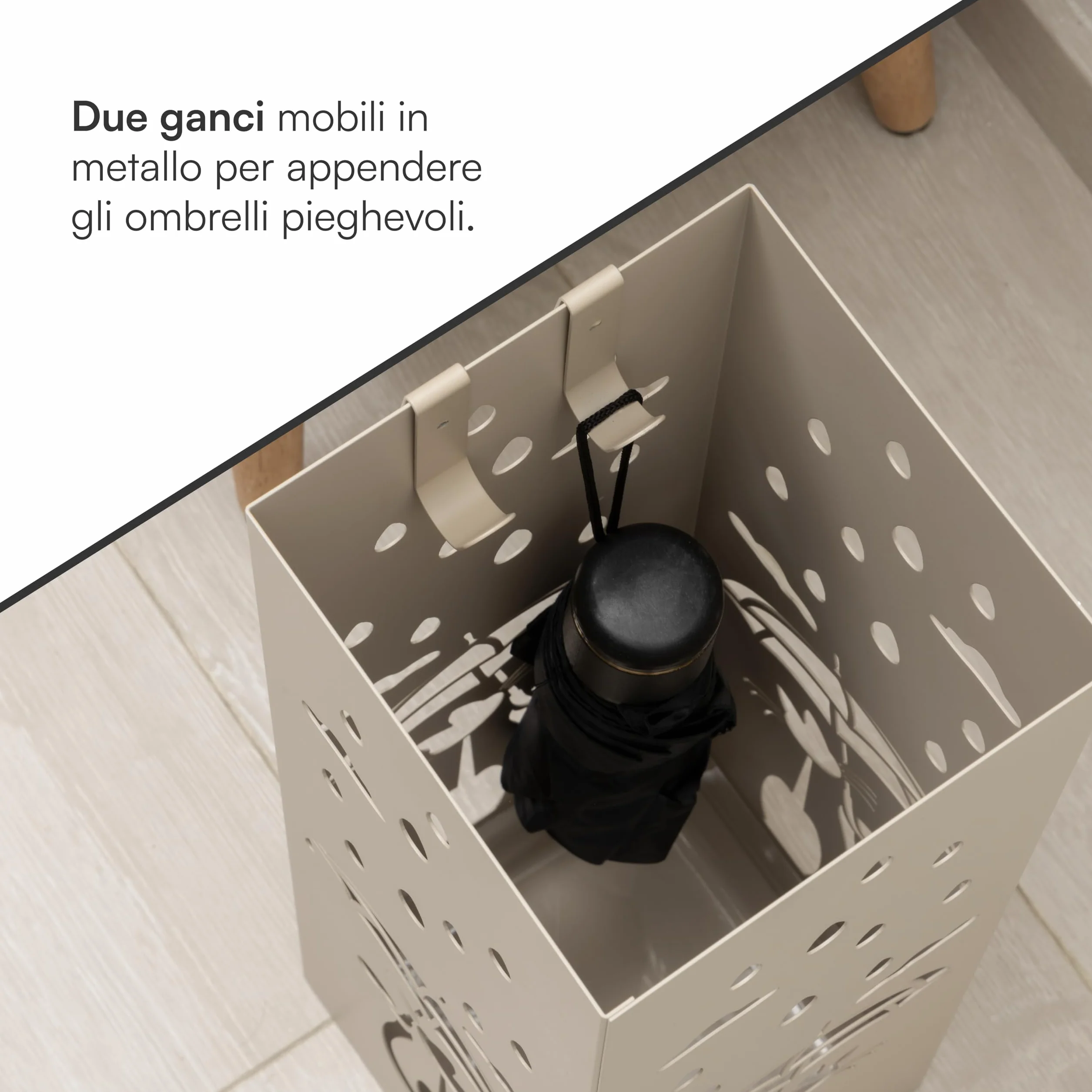 Baroni Home Metalowy uchwyt na parasole Tortora 15,5x15,5x49 cm