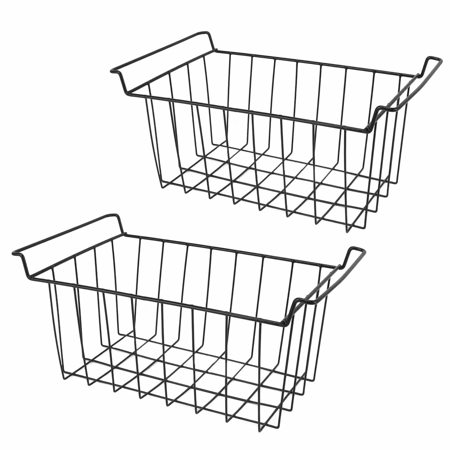 Kosze do Zamrażarki Skrzyniowej z Drutu Metalowego Powlekanego PE, Czarny, 42,5 cm, 2 szt.