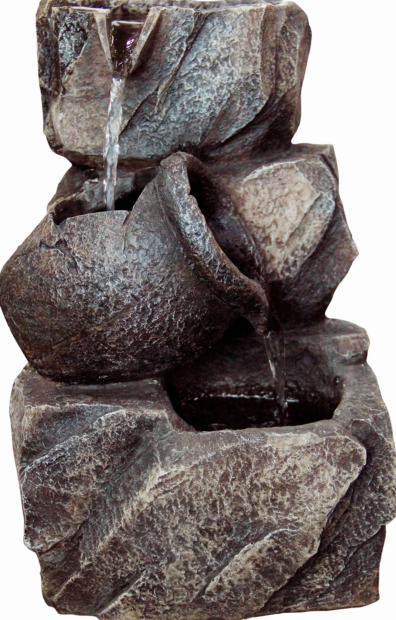 dobar Fontanna Pokojowa Trzypoziomowa Stołowa Kamienna Dekoracyjna Wodna 17,2 cm