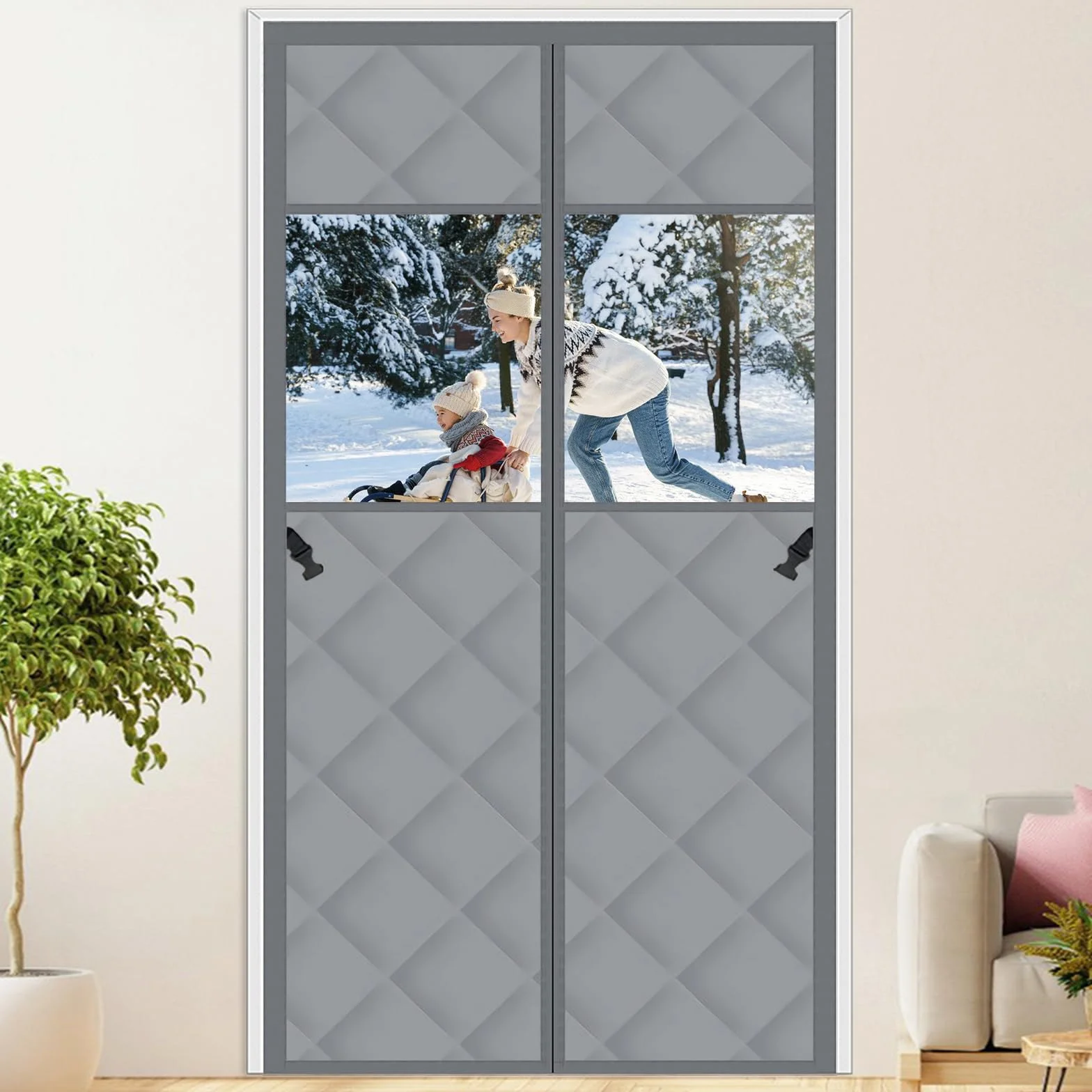 SUNOYA Magnetyczna zasłona termiczna na drzwi 90 x 210 cm wiatroszczelna wodoszczelna przezroczysta
