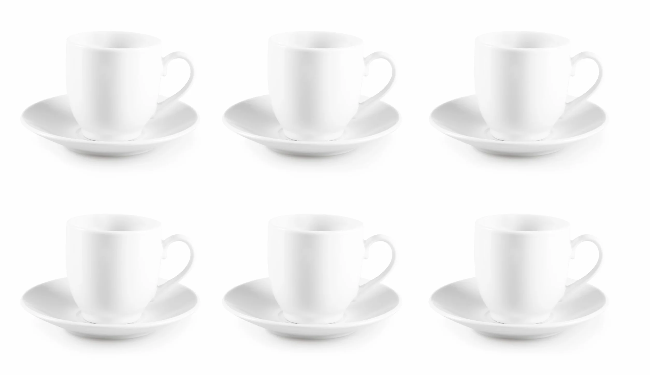 Excelsa Simple White zestaw 6 filiżanek do kawy ze spodkiem porcelanowy 100 ml