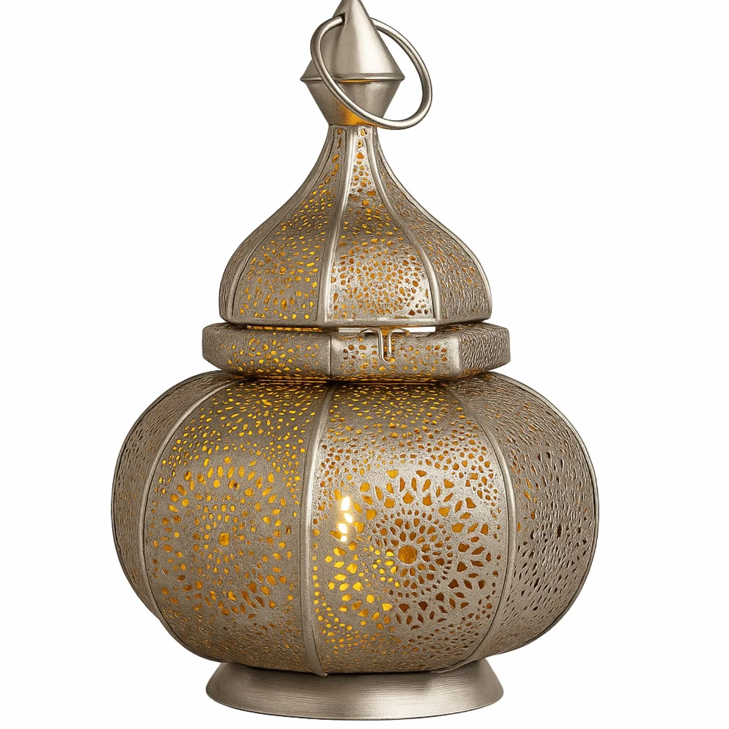 Marokańska latarnia metalowa ogrodowa 30 cm srebrna