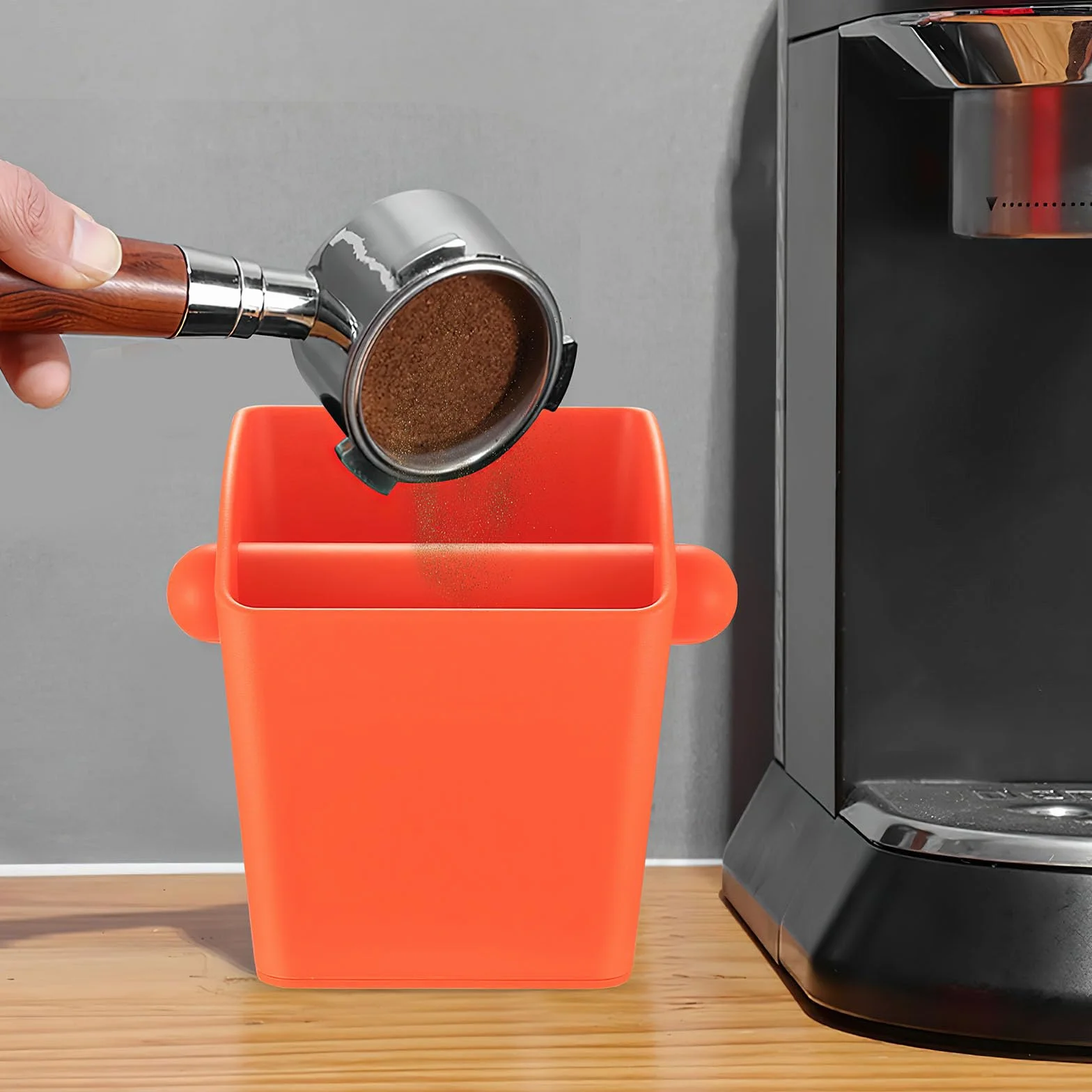 Pojemnik na fusy do ekspresu do kawy Barista Knock Box, pomarańczowy
