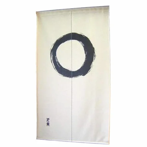 Wykonany w Japonii Noren Kurtyna Tapisserie W Japońskim Stylu Koło Enso Kolorowe Beżowe