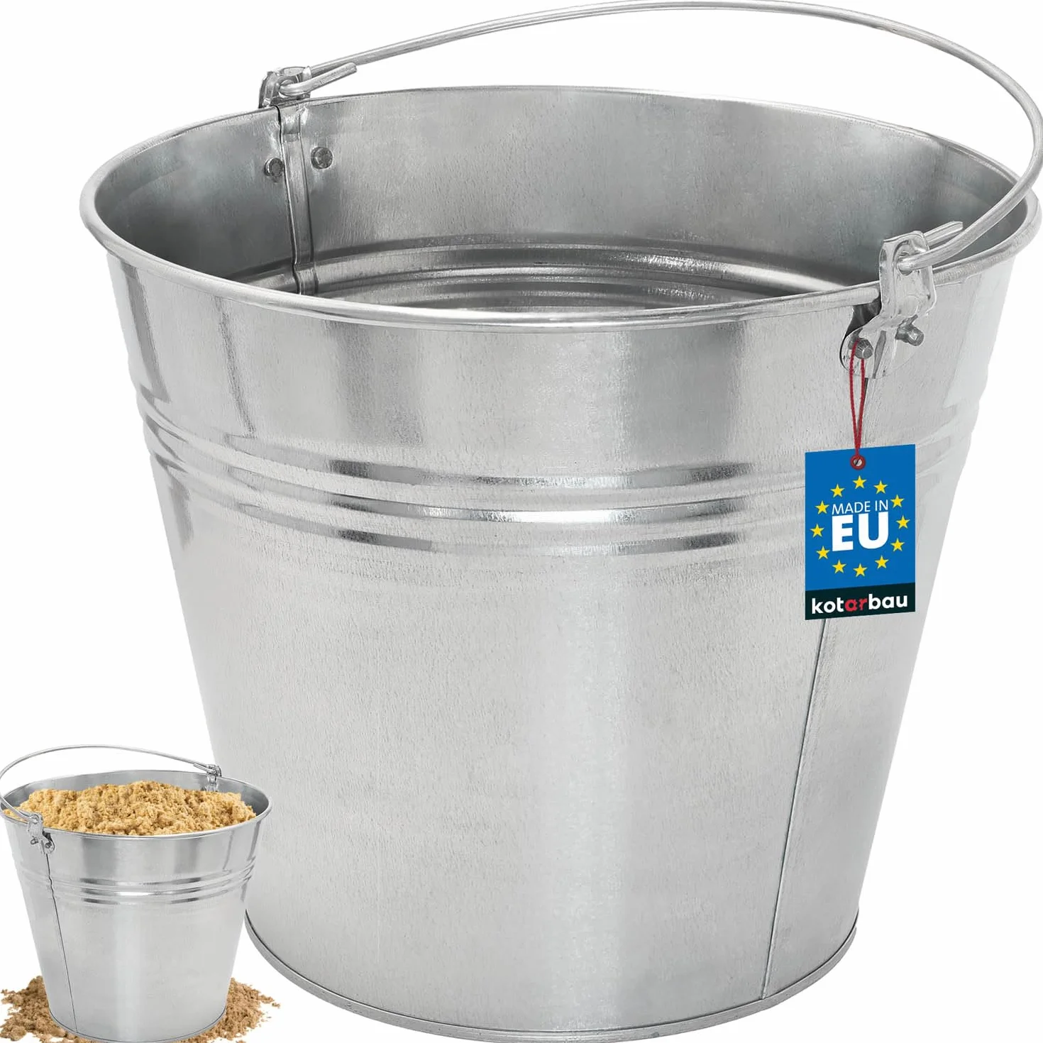 KOTARBAU® Wiadro Metalowe 15 L Stalowe Ocynkowane