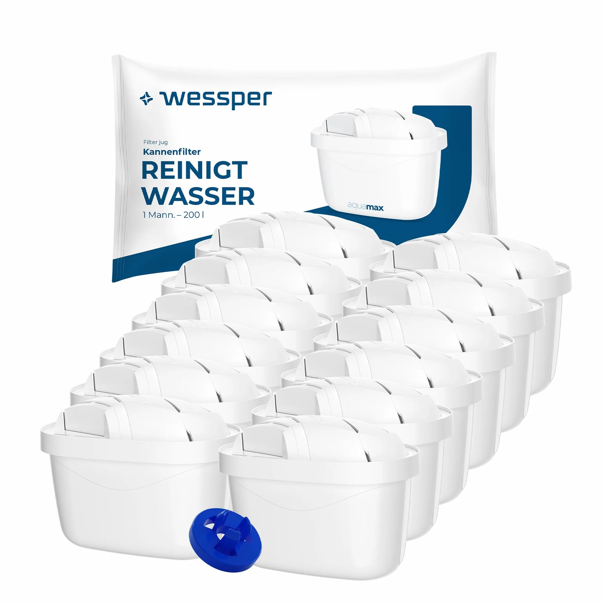 Wessper Zestaw 12 Wkładów Filtrujących Wodę Kompatybilnych z Brita Maxtra+, Maxtra Pro, Marella, Style i Elemaris – Filtry Do Dzbanków