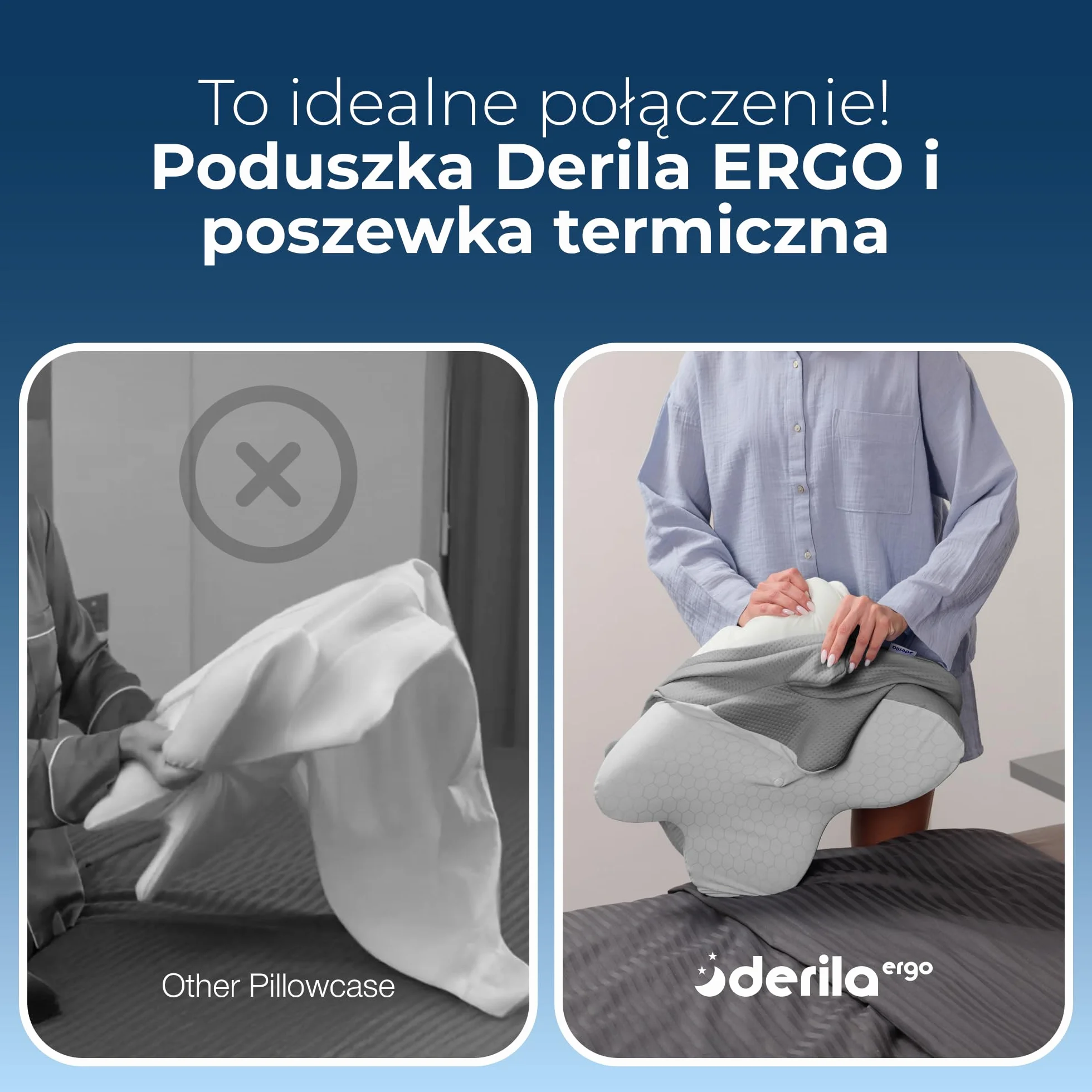 Derila Ergo Termiczna Poszewka na Poduszkę z PCM – Regulacja Temperatury Chłodząca i Ogrzewająca