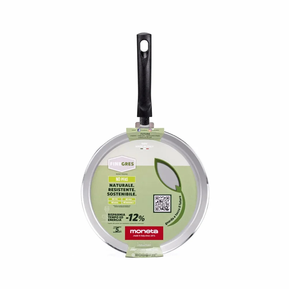Moneta Futura Naleśnikarka 25 cm, Naturalna Powłoka FineGres, Również do Kuchenek Indukcyjnych