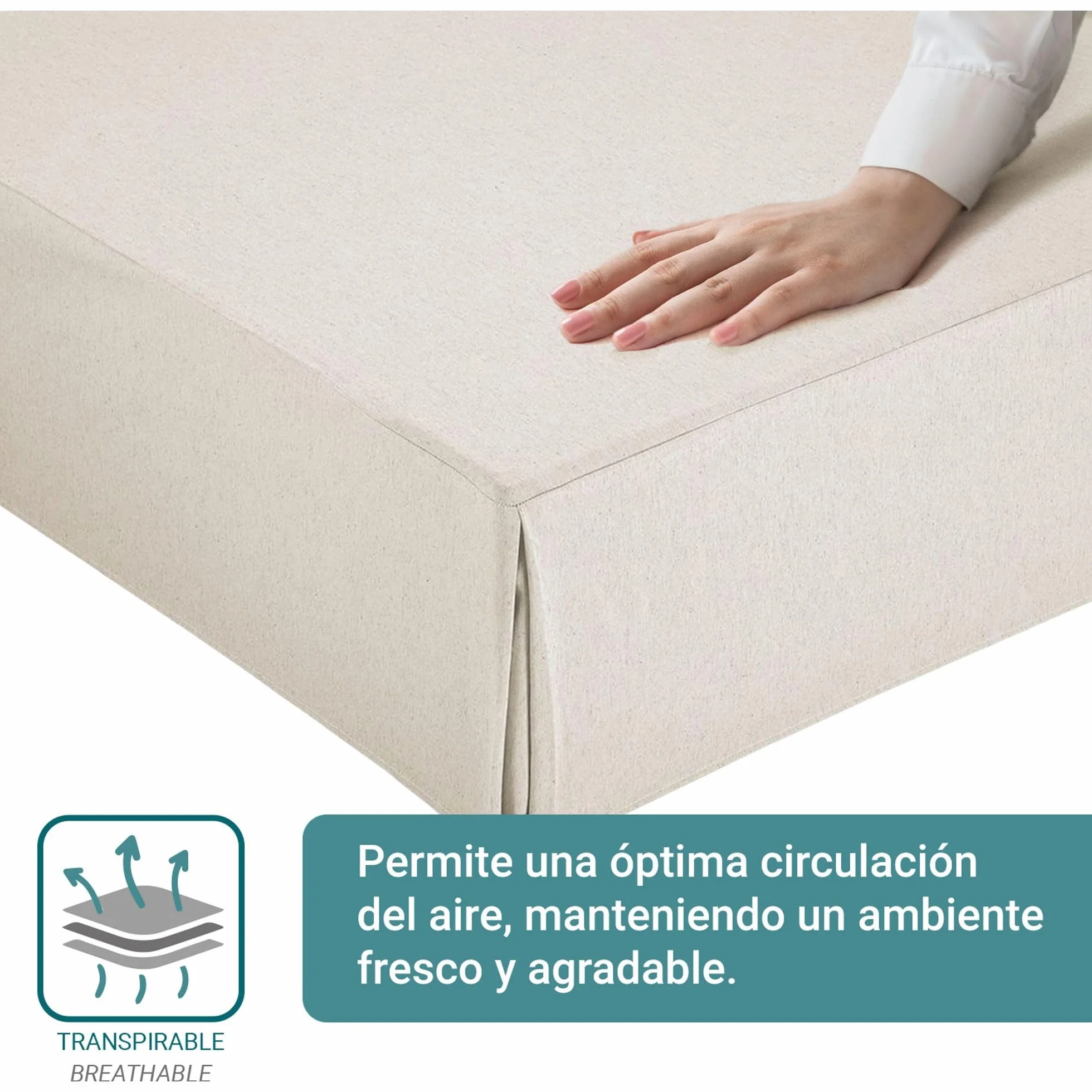 Pokrywa łóżka Canape 90 Faldon 90x190/200 cm Kość słoniowa Antypoślizgowe oddychające 100% Made in Spain