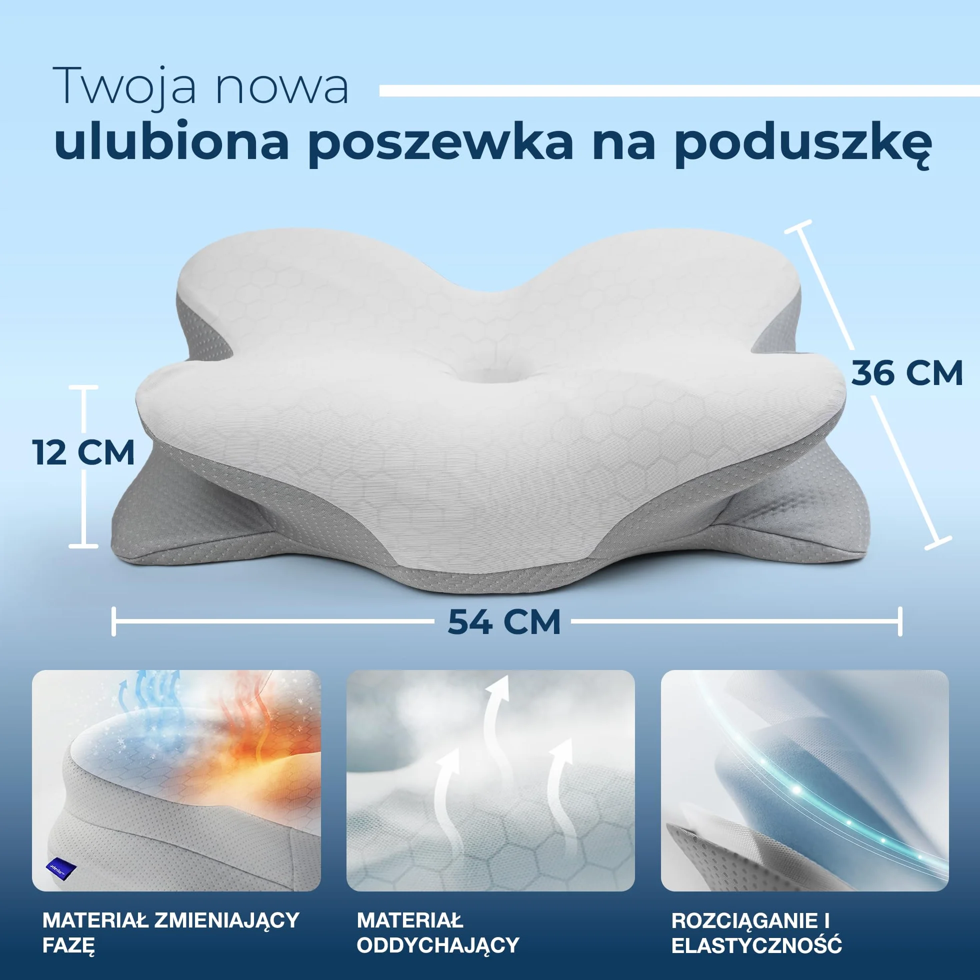 Derila Ergo Termiczna Poszewka na Poduszkę z PCM – Regulacja Temperatury Chłodząca i Ogrzewająca
