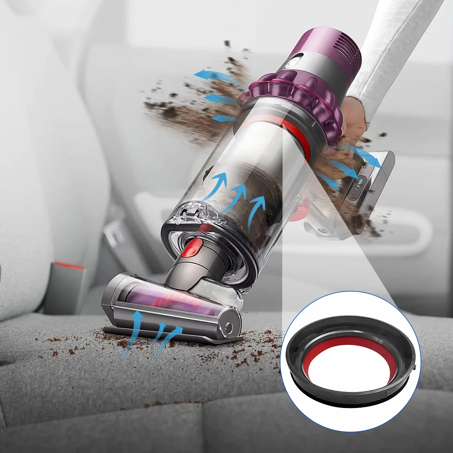 Uszczelka pojemnika na kurz Kompatybilna z Dyson, Górna Uszczelka Zamiennicza dla Dyson V11 SV14 15, Uszczelka pojemnika na kurz z wkrętakiem dla odkurzaczy Dyson V11/SV14/15 Akcesoria do naprawy