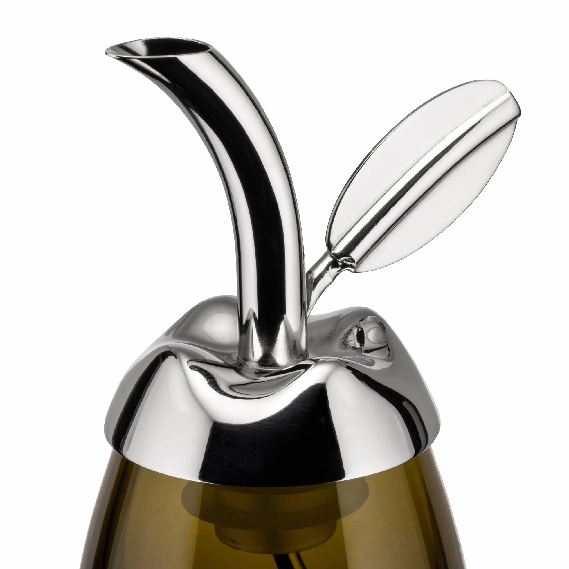 Alessi Fior d'olio szklany pojemnik na oliwę z lejkiem ze stali nierdzewnej 6x8,5x5 cm