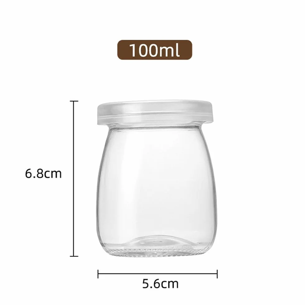 Szklane garnki do jogurtu 100 ml 6 sztuk z pokrywką