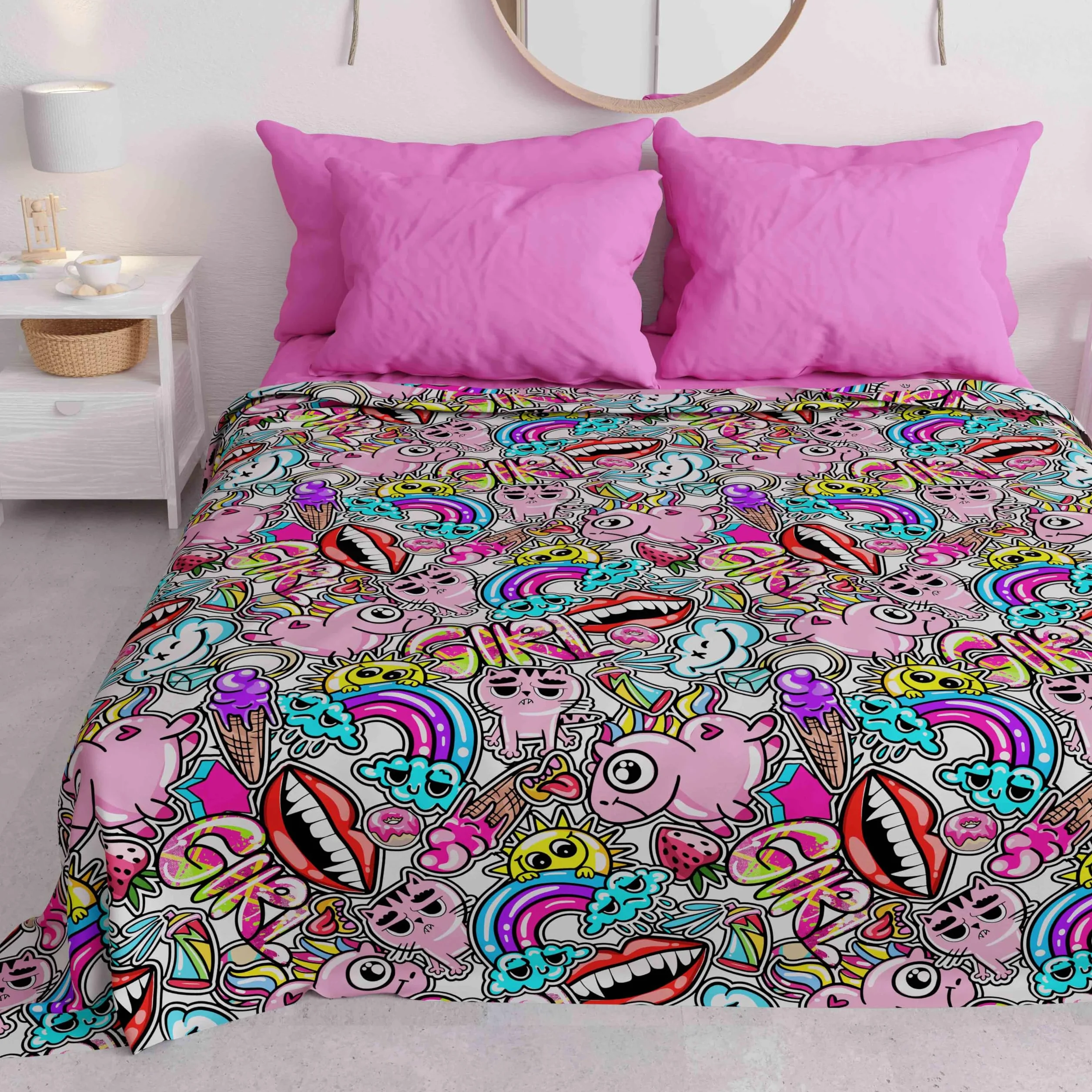 PETTI Artigiani Italiani Koc 165x260 cm Lekki Jednoosobowy Motyw Malowidła 100% Włochy