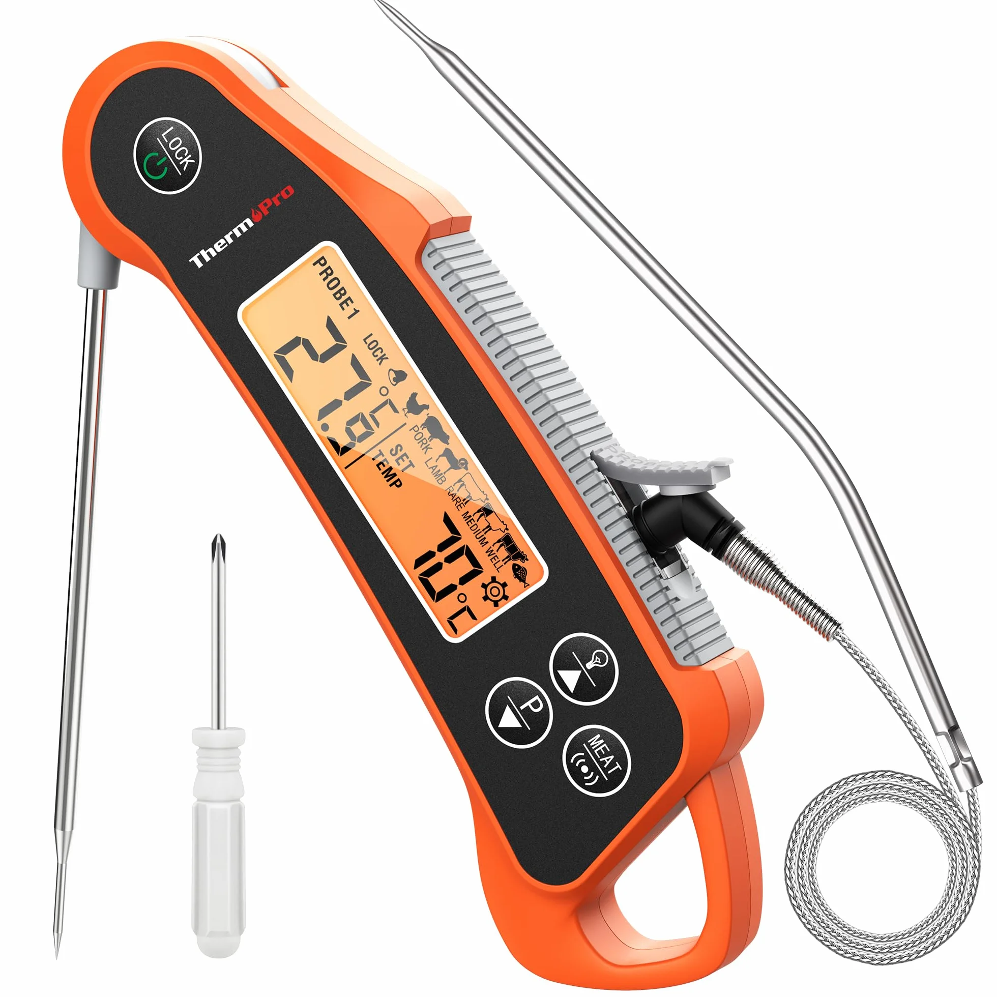 ThermoPro TP710 termometr do mięsa 2 sondy IP65 wodoszczelny alarm