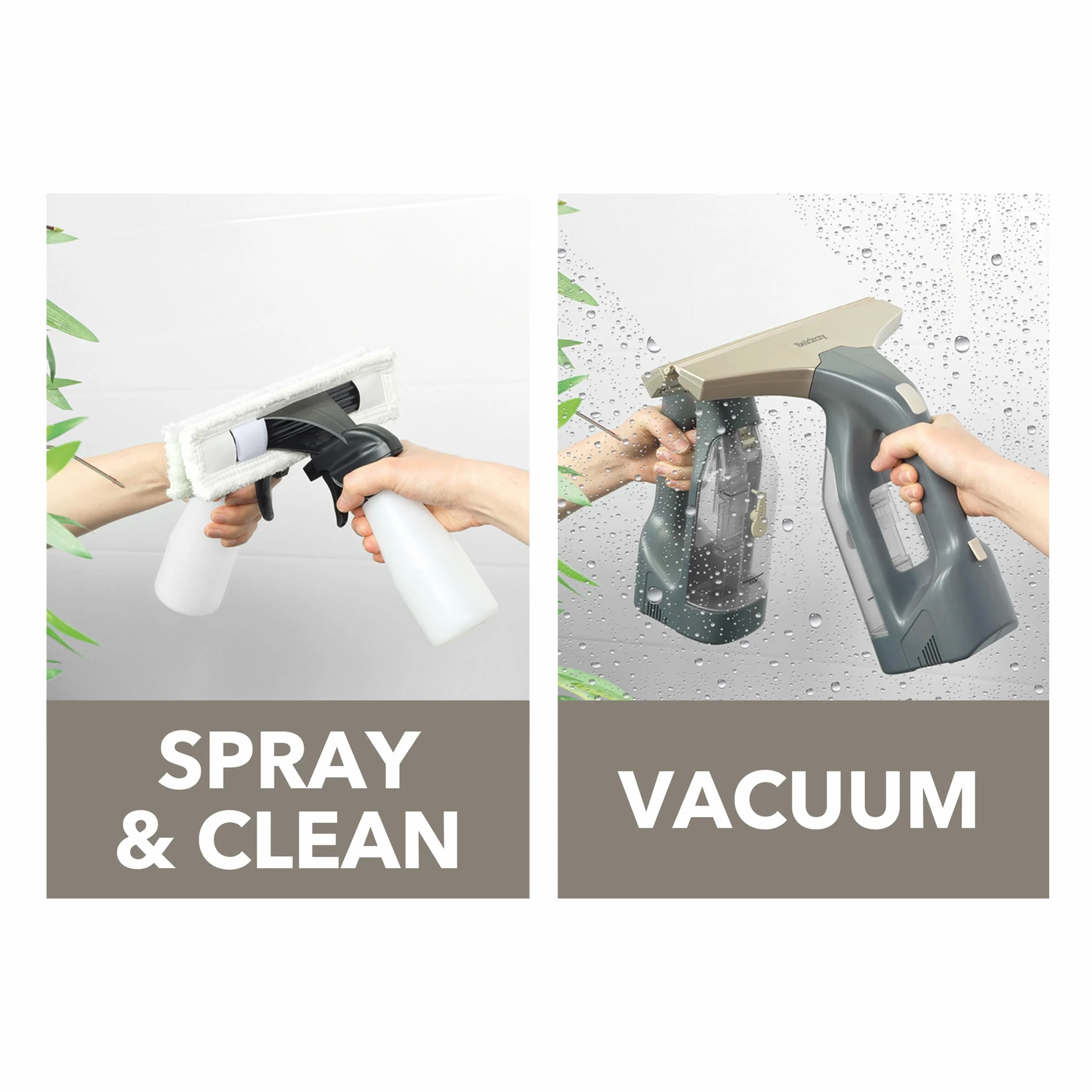 Beldray Window Vac Plus+ Odkurzacz do okien bezprzewodowy – 30 min pracy, wyjmowany zbiornik 100 ml, lekki 20W, 3,7V Li-Ion, dołączona butelka ze spryskiwaczem i ściereczka