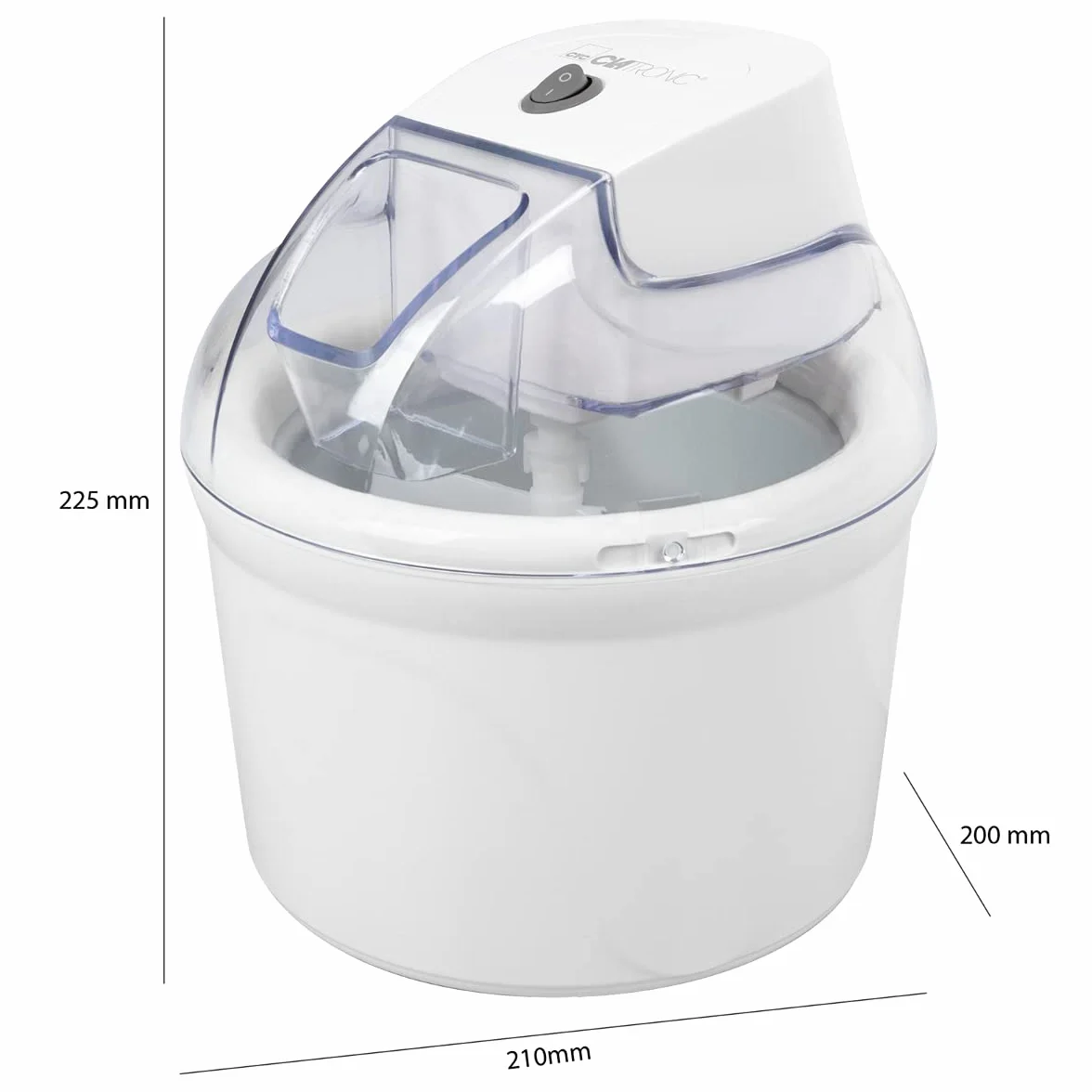 Clatronic Maszyna do robienia lodów ICM 3764, nadaje się do przygotowania sorbetu, lodów i mrożonego jogurtu, do 1500 ml lodów, biały