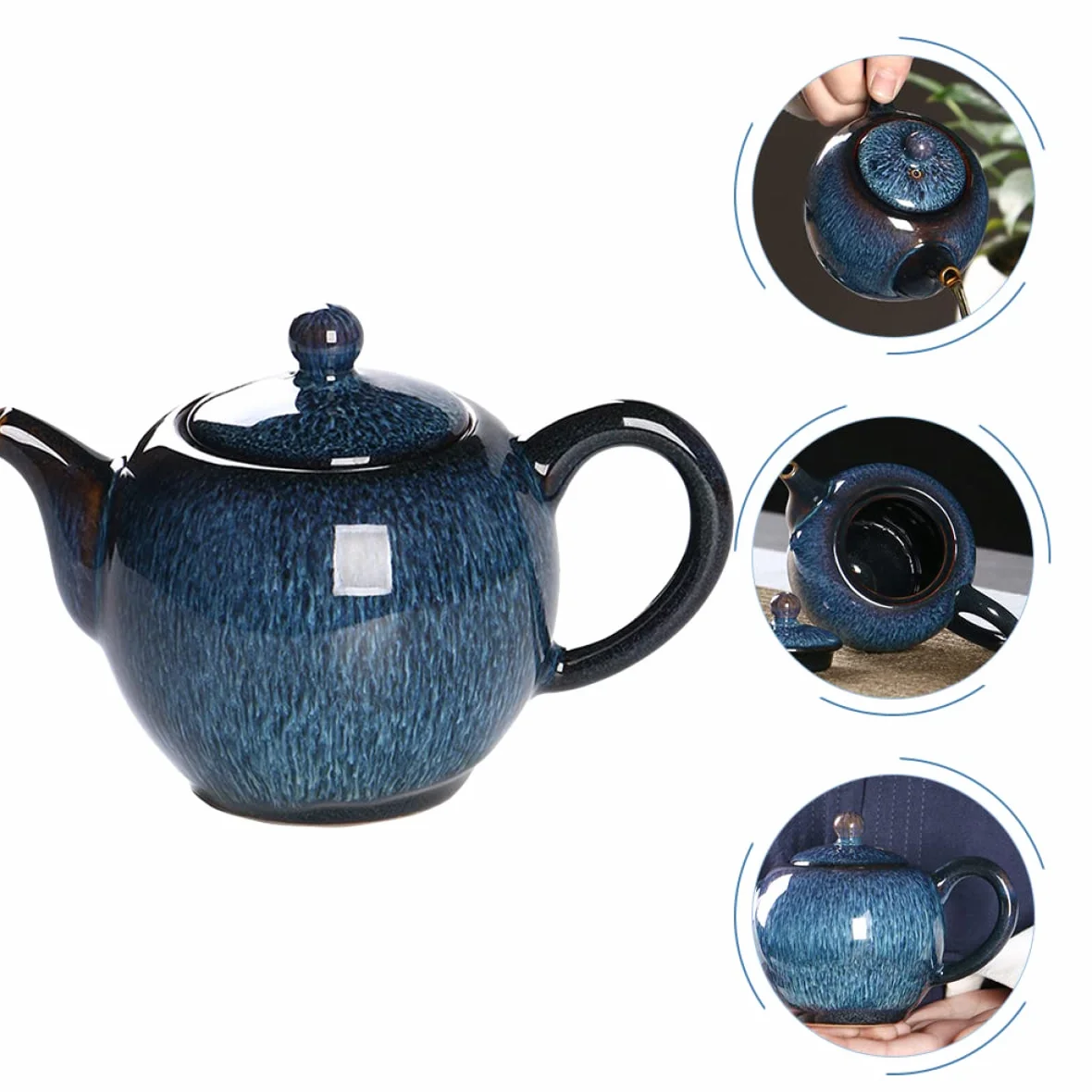 KICHOUSE Ceramic Teapot 300ml with Removable Stainless Steel Infuser for Loose Tea