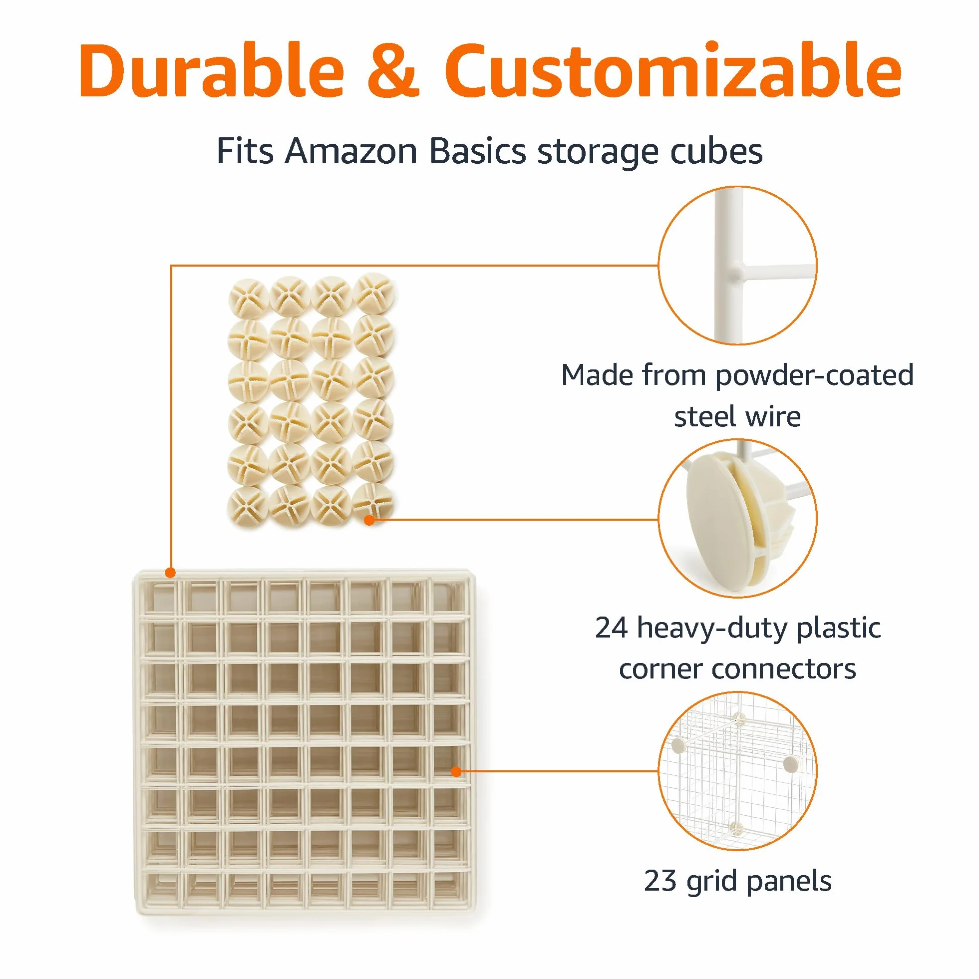 Amazon Basics Półki do przechowywania z siatki drucianej, 6 kostek, 30,5 x 30,5, białe