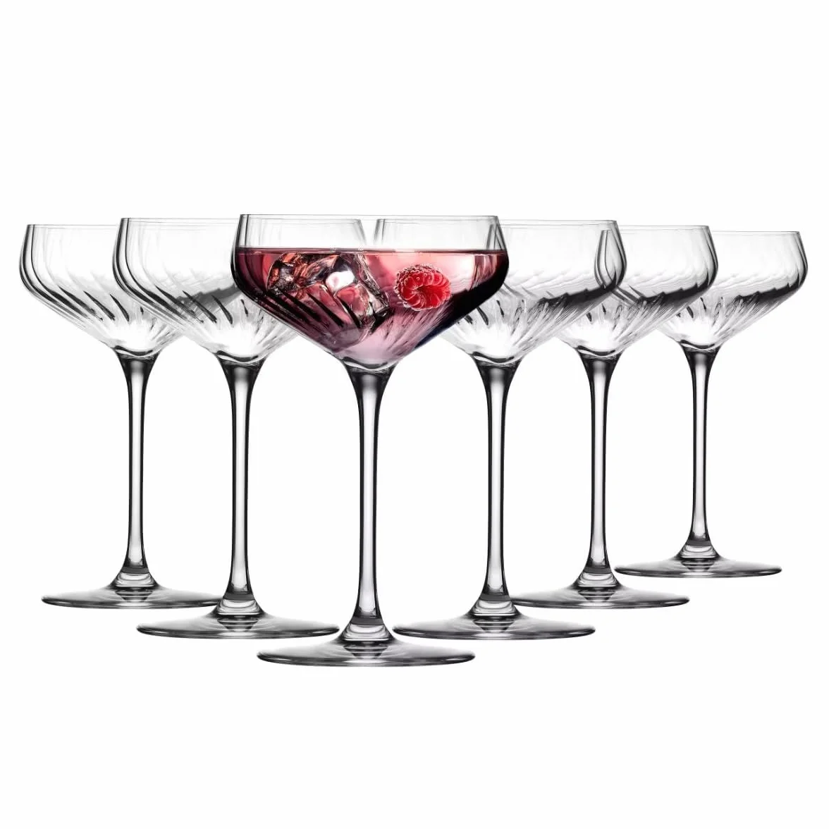 KROSNO Avant-Garde LUMI Kieliszki do Martini i Koktajli 290 ml Zestaw 6 szt – Szkło Kryształowe Bezołowiowe, Eleganckie Kieliszki do Margarita, Daiquiri, Espresso Martini, Do Zmywarki